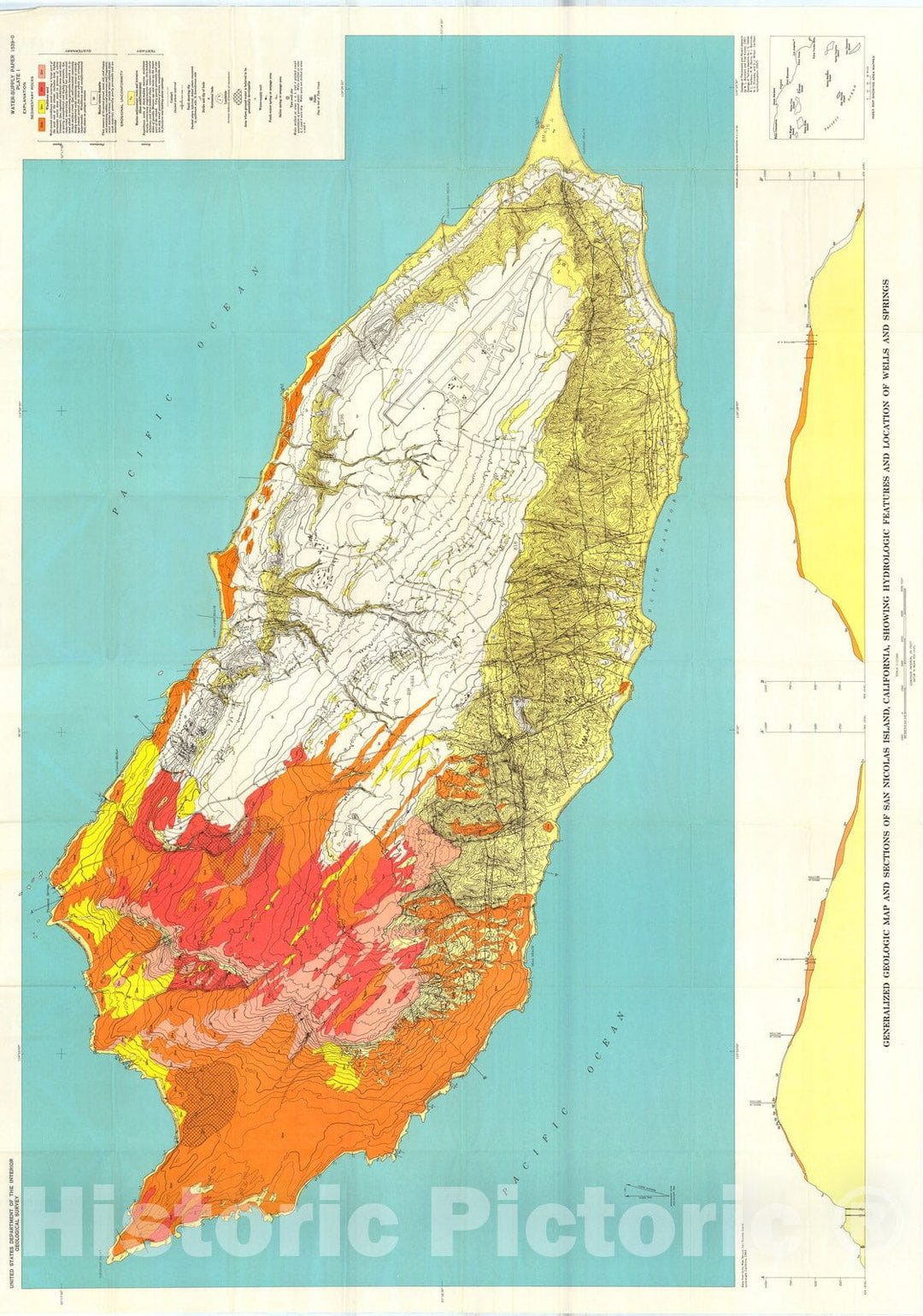 Map : Hydrologic reconnaissance of San Nicolas Island, California, 1963 Cartography Wall Art :