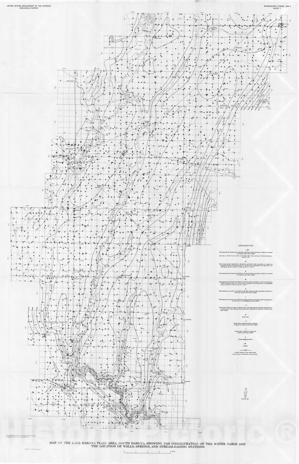 Map : Geology and ground-water resources of the Lake Dakota plain area, South Dakota, 1963 Cartography Wall Art :