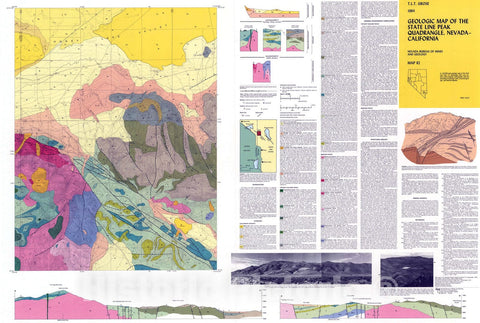 Map : Geologic Map of the State Line Peak Quadrangle, Nevada-California, 1984 Cartography Wall Art :