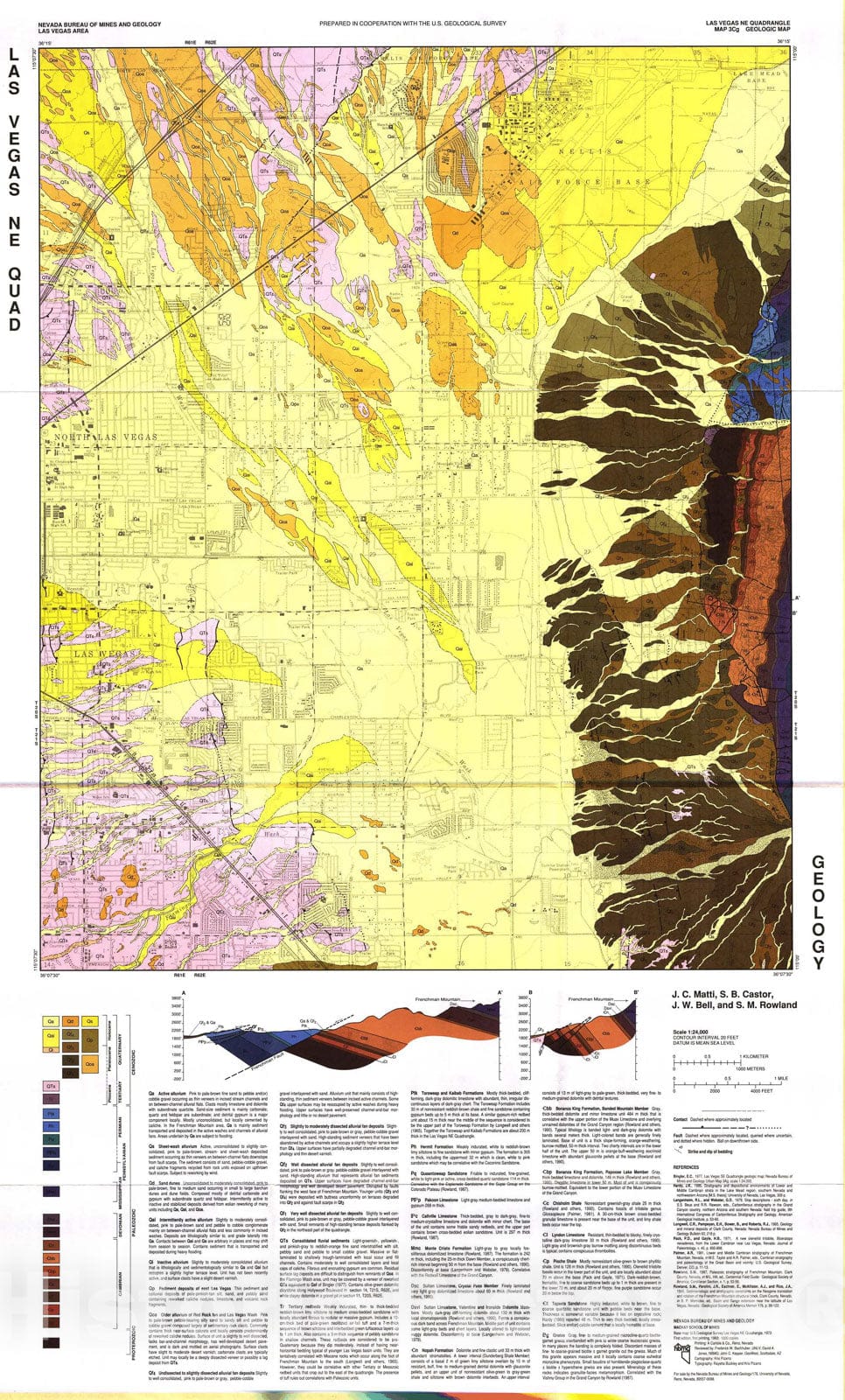 Map : Las Vegas NE Quadrangle Geologic Map, 1993 Cartography Wall Art :