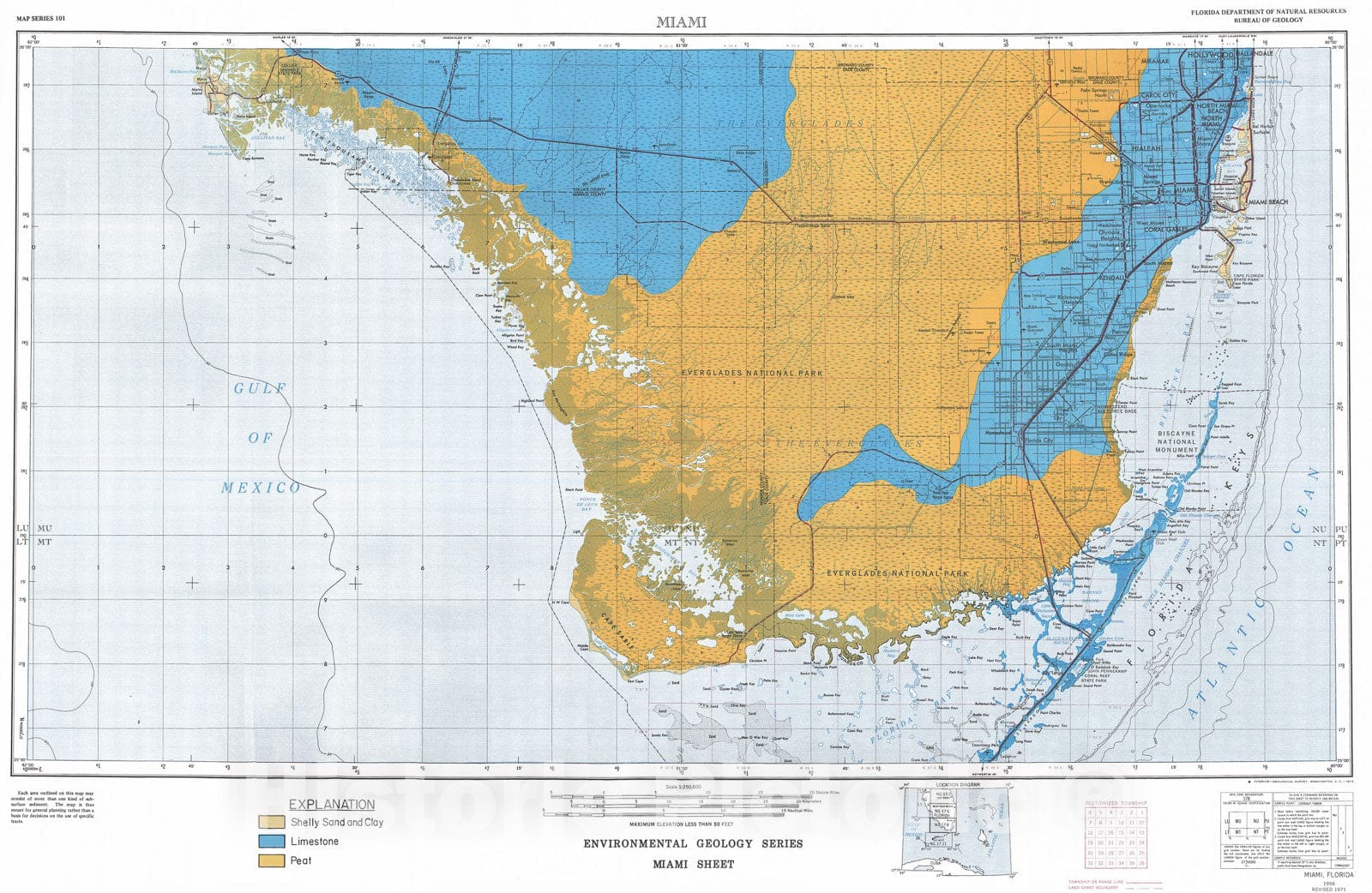 Map : Environmental geology series, Miami sheet, 1981 Cartography Wall Art :