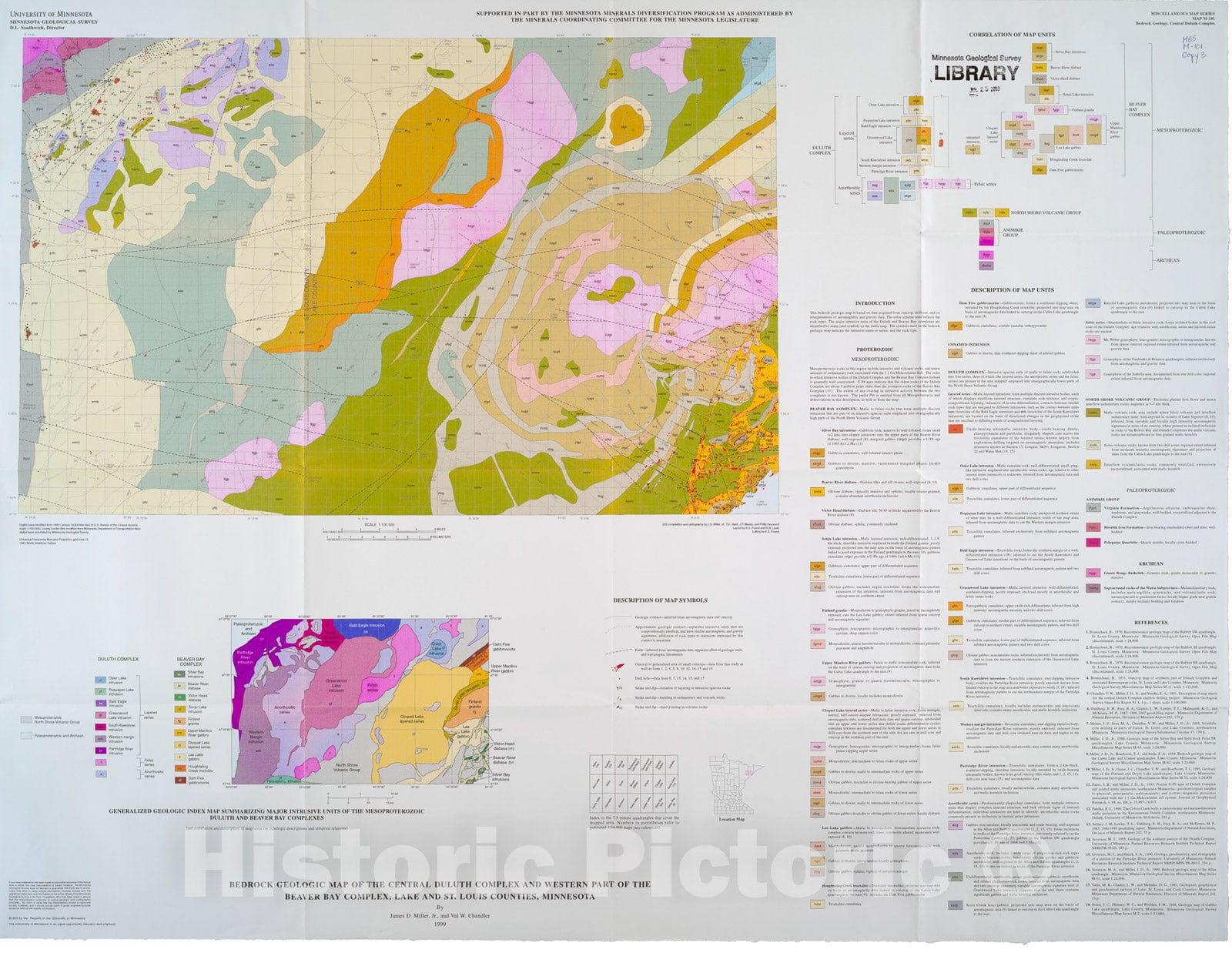 Map : Bedrock geologic map of the central Duluth Complex and western part of the Beaver Bay Complex, Lake and St. Louis Counties, Minnesota, 1999 Cartography Wall Art :