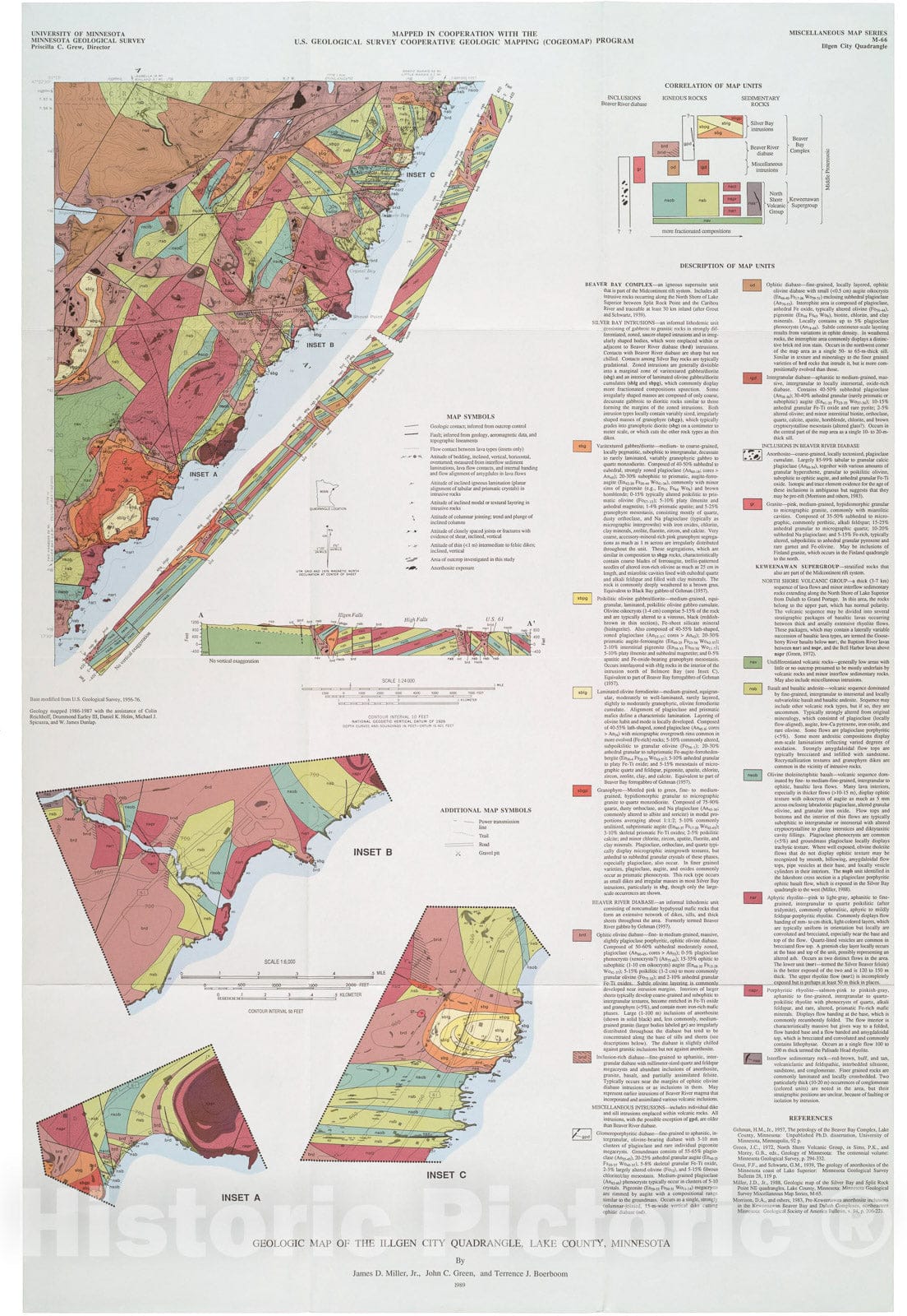 Map : Geologic map of the Illgen City quadrangle, Lake County, Minnesota, 1989 Cartography Wall Art :