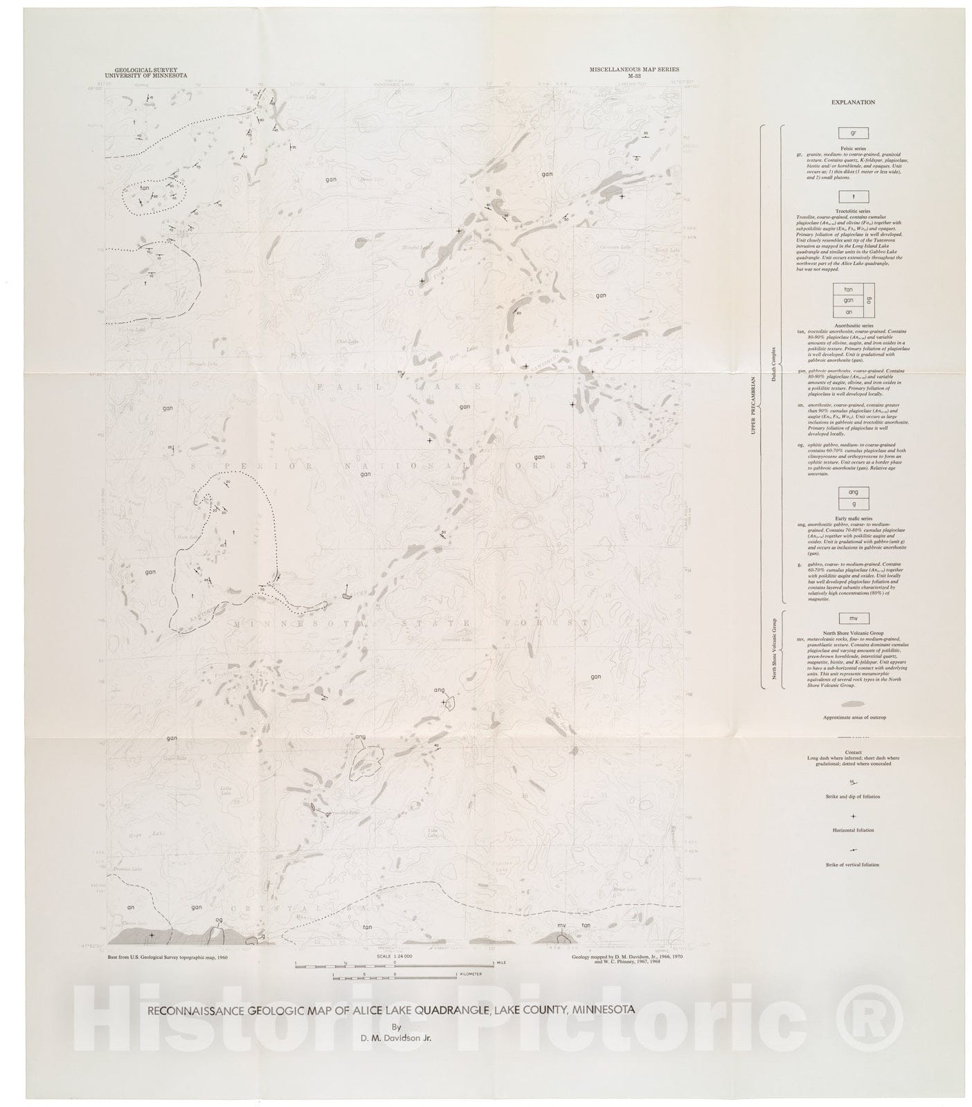 Map : Reconnaissance geologic map of Alice Lake quadrangle, Lake County, Minnesota, 1977 Cartography Wall Art :