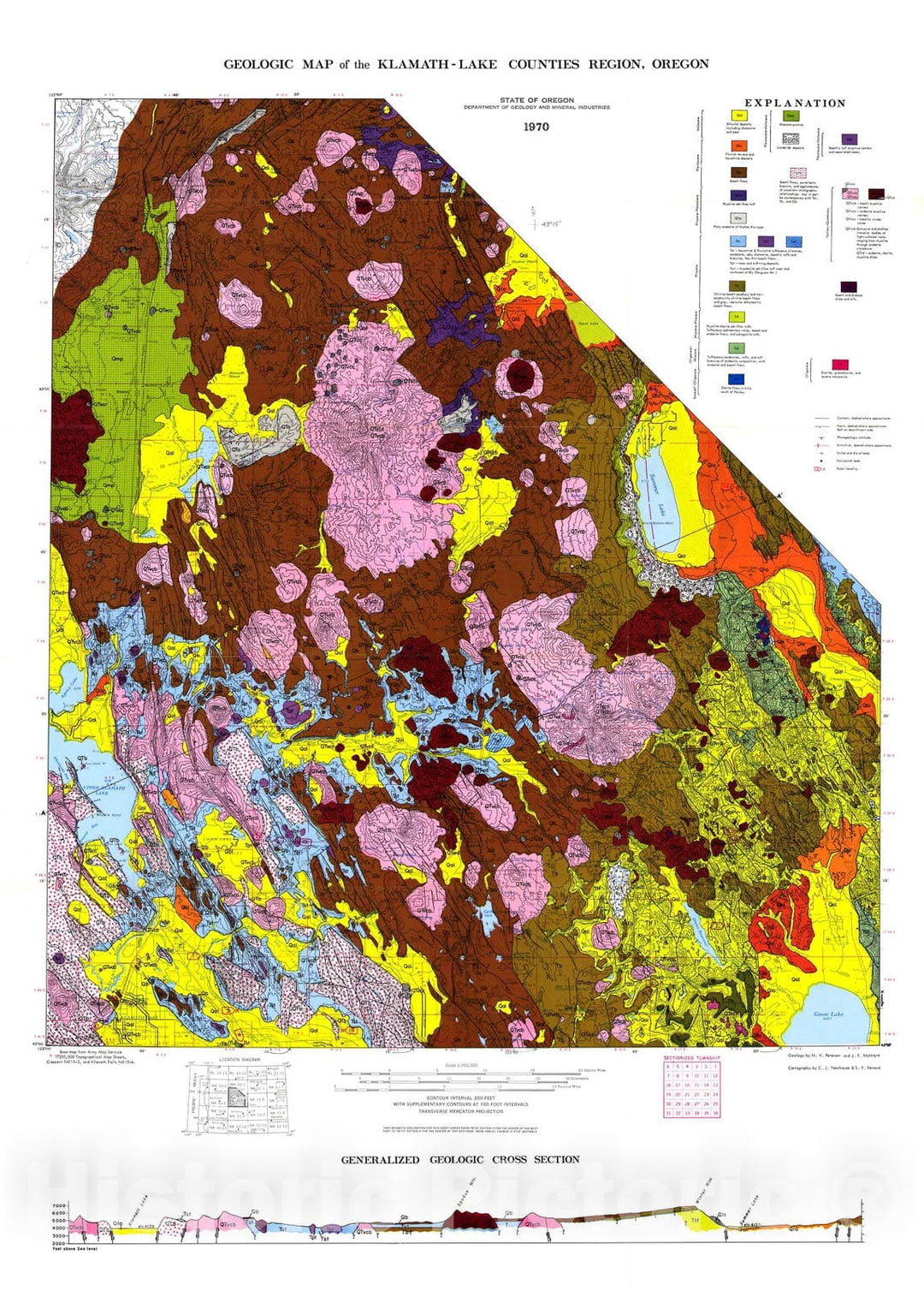 Map : Reconnaissance geology and mineral resources of eastern Klamath County and western Lake County, 1970 Cartography Wall Art :