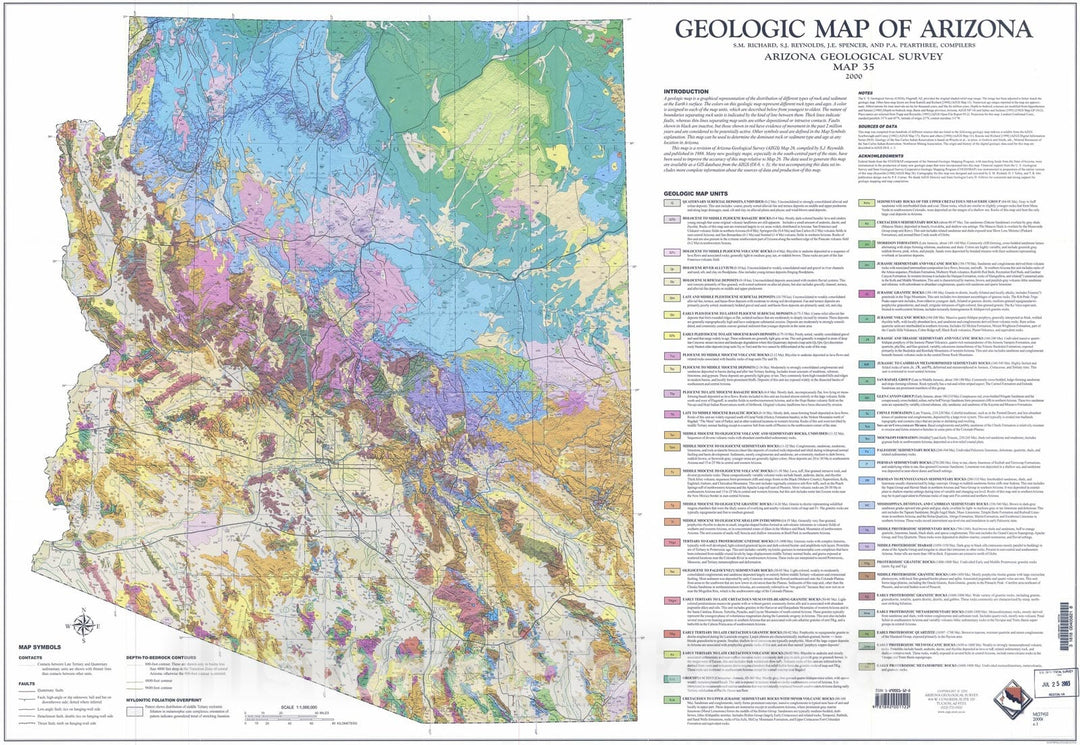 Map : Geologic map of Arizona, 2000 Cartography Wall Art :