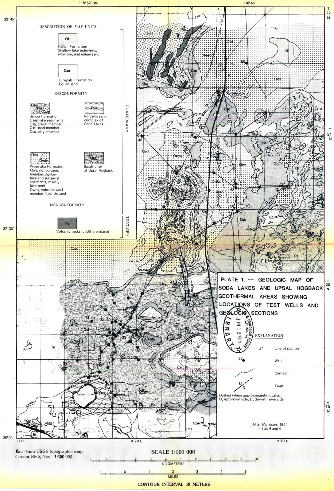 Map : Geohydrology, aqueous geochemistry, and thermal regime of the Soda Lakes and Upsal Hogback geothermal systems, Churchill County, Nevada, 1984 Cartography Wall Art :