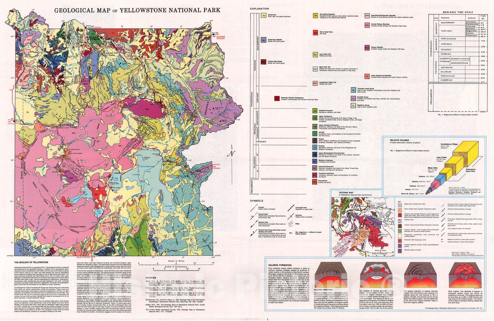 Map : Geological map of Yellowstone National Park, 1989 Cartography Wall Art :