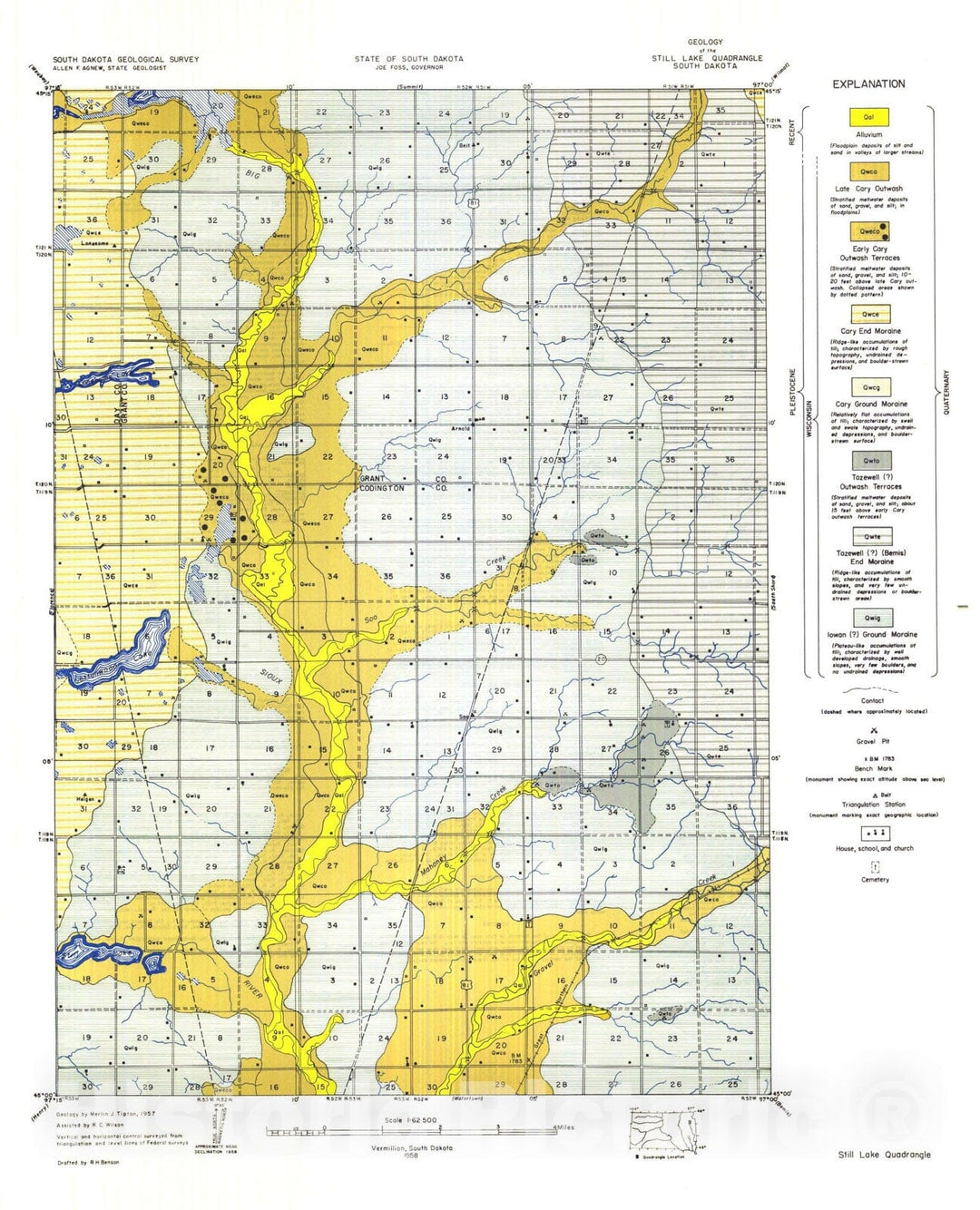 Map : Geology of the Still Lake quadrangle South Dakota, 1958 Cartography Wall Art :