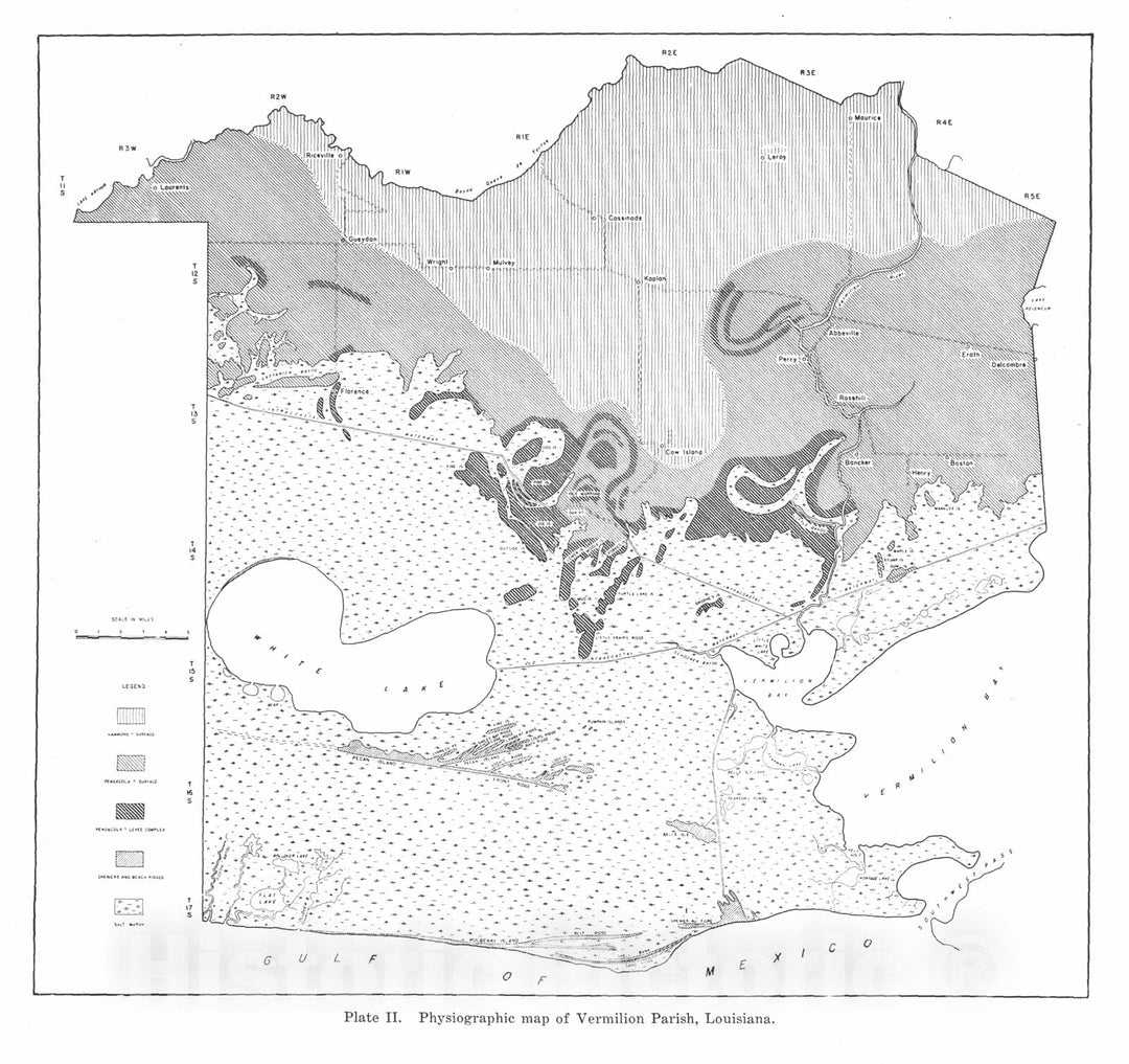 Map : Reports on the geology of Cameron and Vermilion Parishes, 1935 Cartography Wall Art :