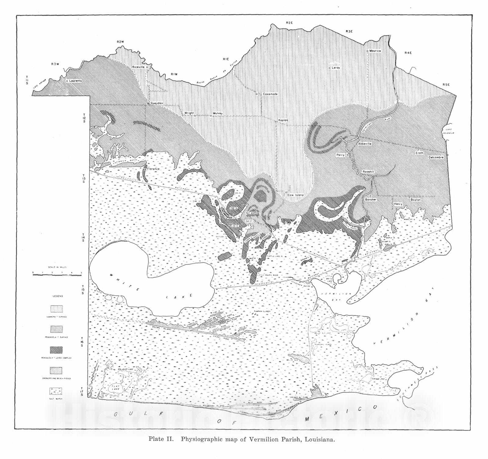 Map : Reports on the geology of Cameron and Vermilion Parishes, 1935 Cartography Wall Art :