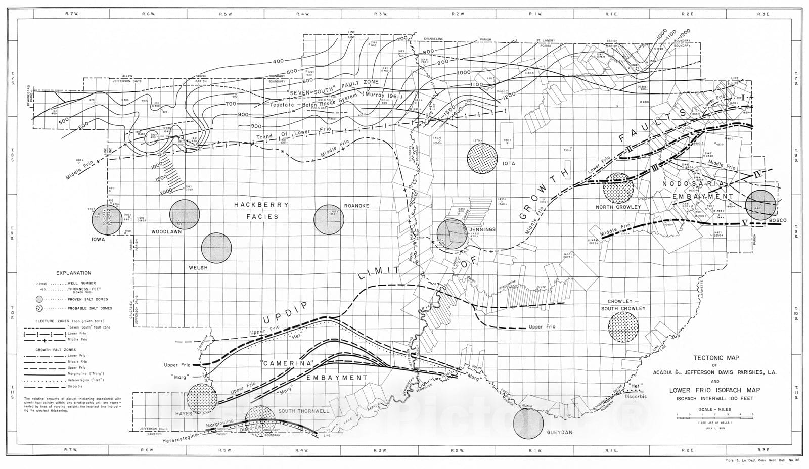 Map : Geology of Acadia and Jefferson Davis Parishes, 1962 Cartography Wall Art :