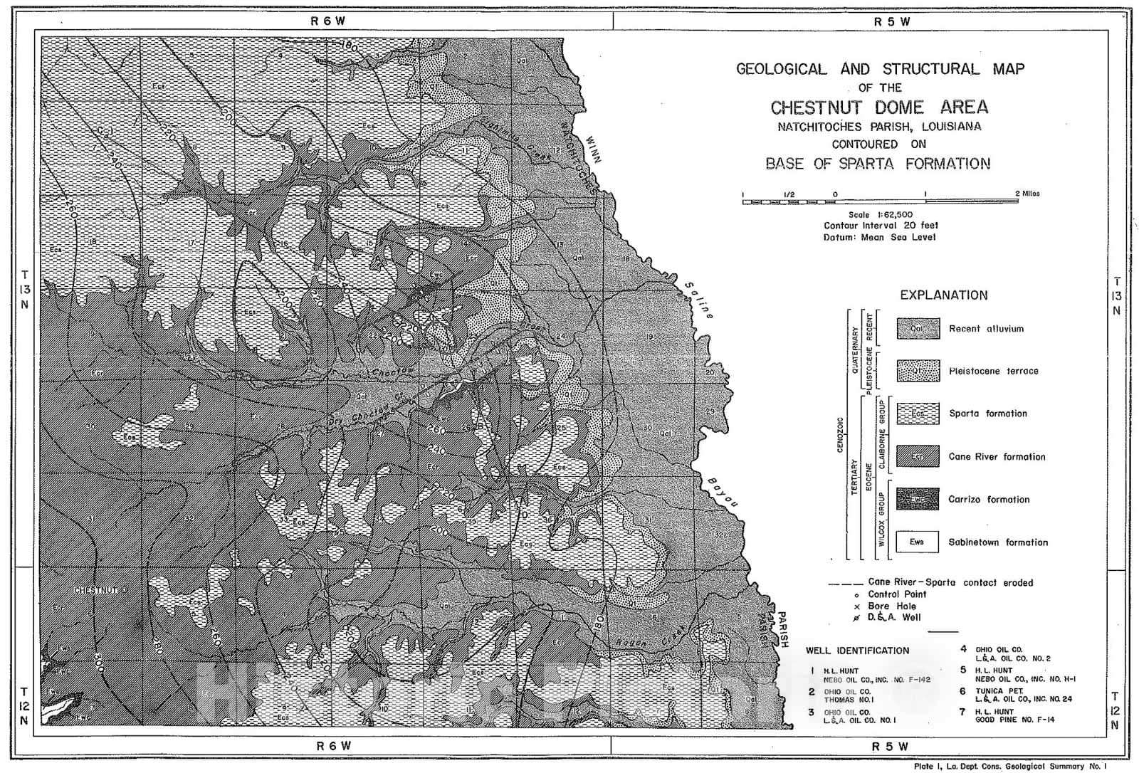 Map : Geology of the Chestnut salt dome area, Natchitoches Parish, Louisiana, 1958 Cartography Wall Art :