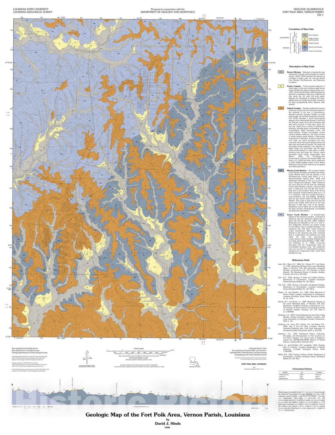 Map : Geologic map of the Fort Polk area, Vernon Parish, Louisiana, 1998 Cartography Wall Art :