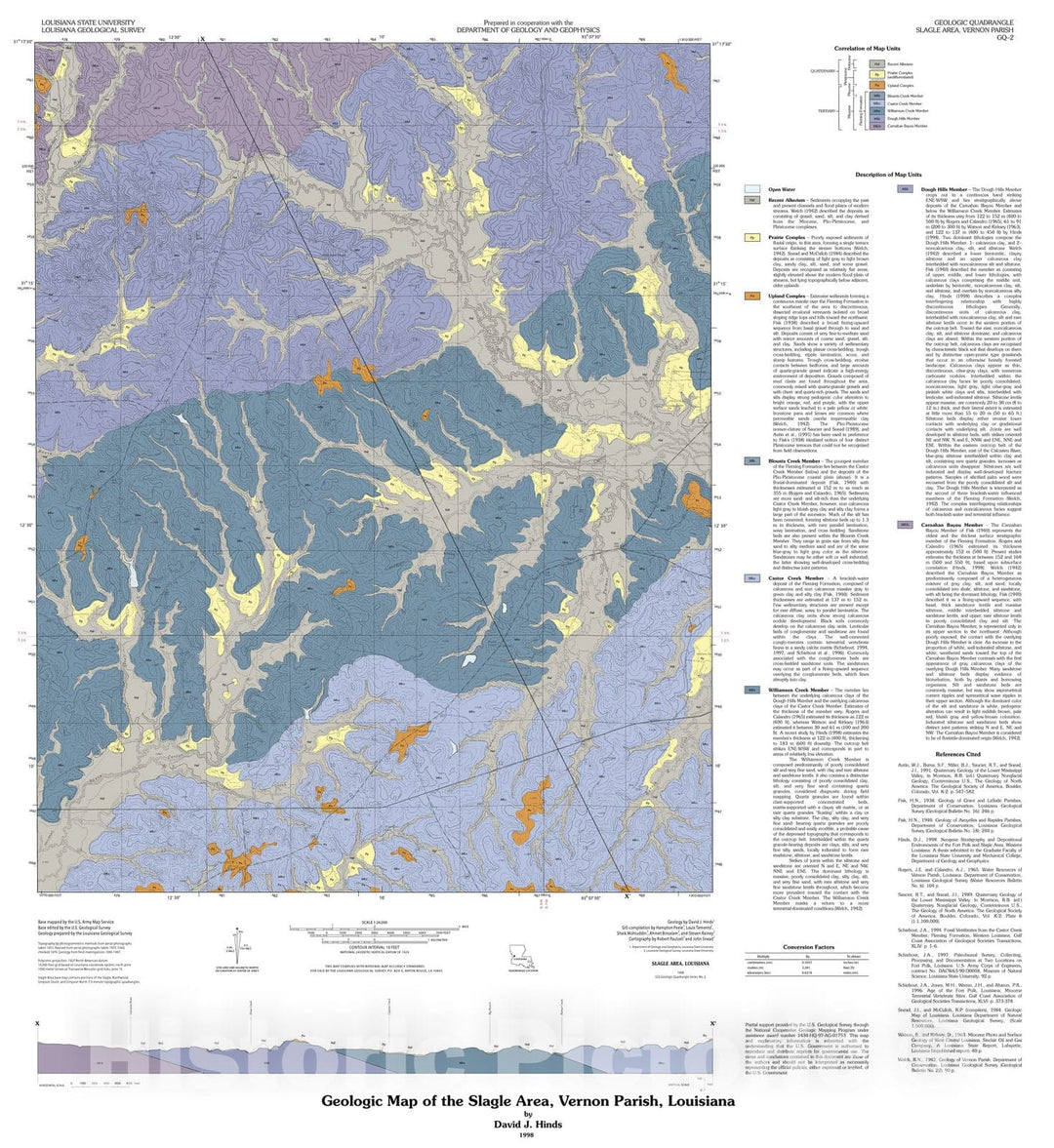 Map : Geologic map of the Slagle area, Vernon Parish, Louisiana, 1998 Cartography Wall Art :