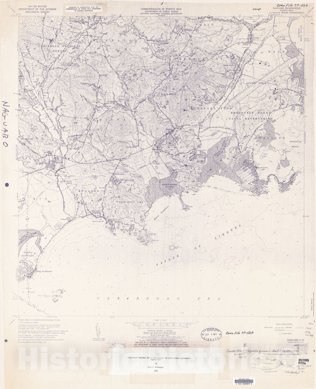 Map : Geologic map of the Naguabo and part of the Punta Puerca quadrangles, Puerto Rico, 1977 Cartography Wall Art :