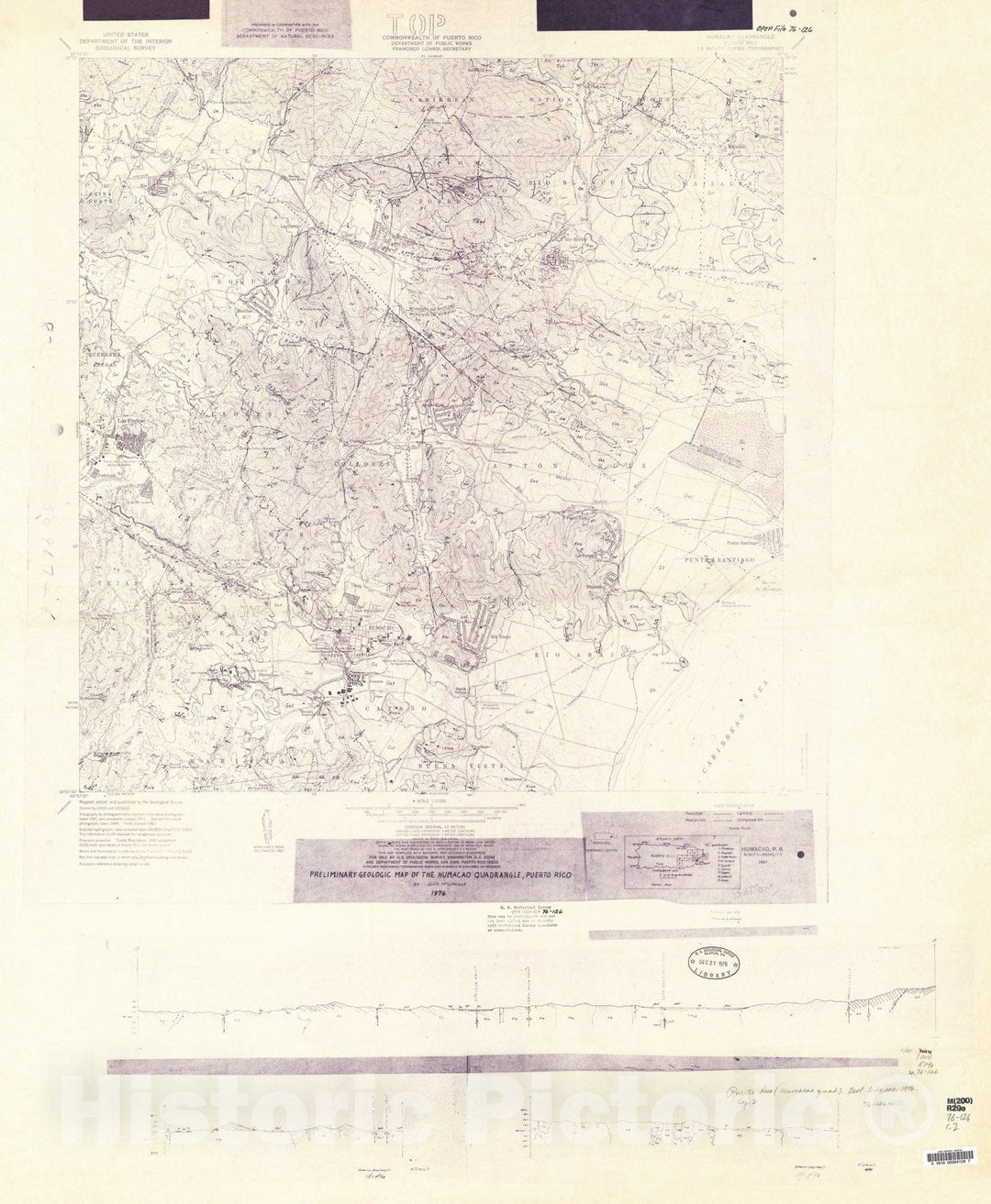 Map : Geologic map of the Humacao quadrangle, Puerto Rico, 1976 Cartography Wall Art :