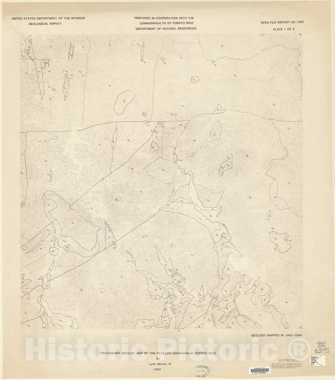 Map : Geologic map of the Patillas and Guayama quadrangles, Puerto Rico, 1982 Cartography Wall Art :