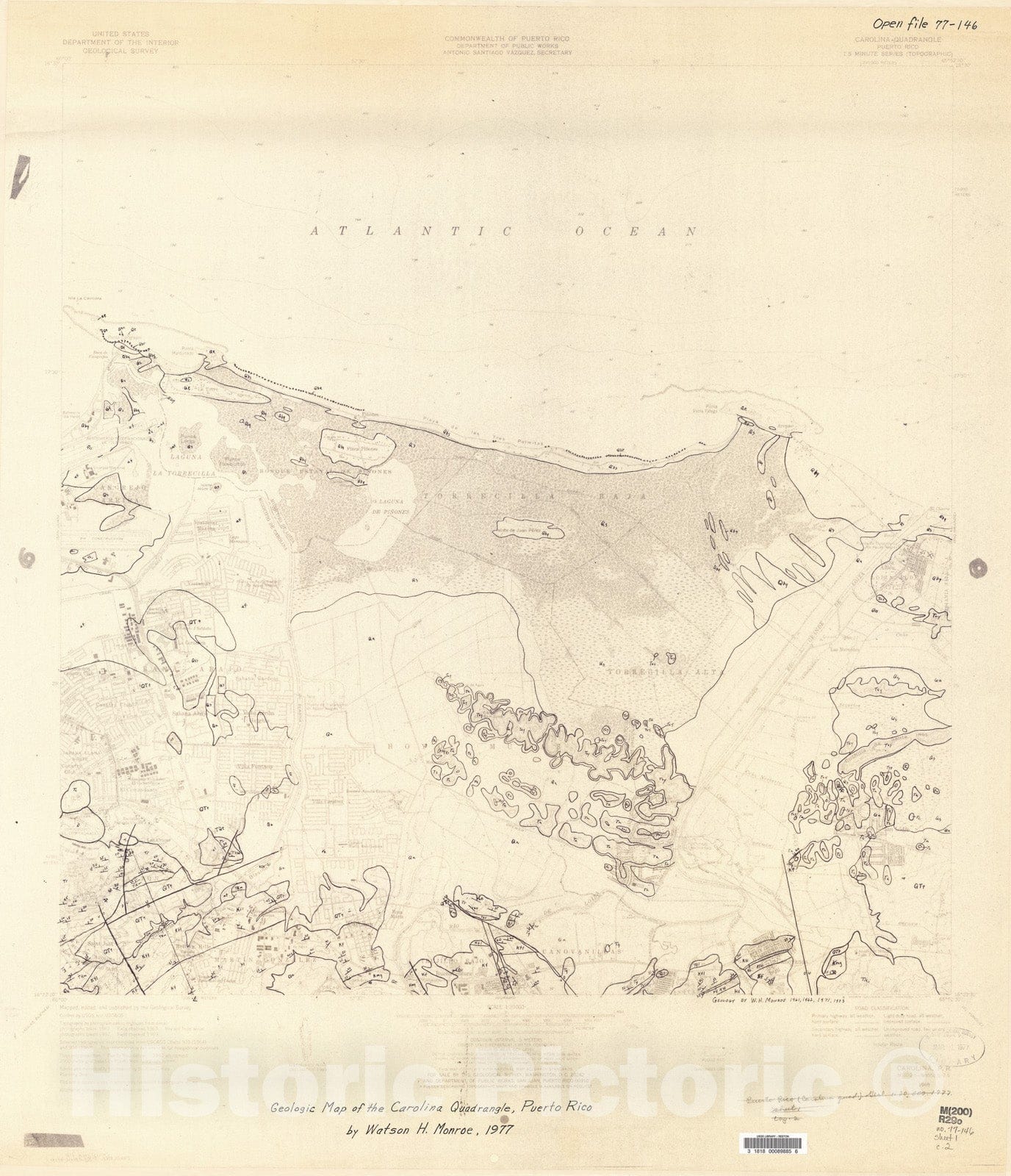 Map : Geologic map of the Carolina quadrangle, Puerto Rico, 1977 Cartography Wall Art :