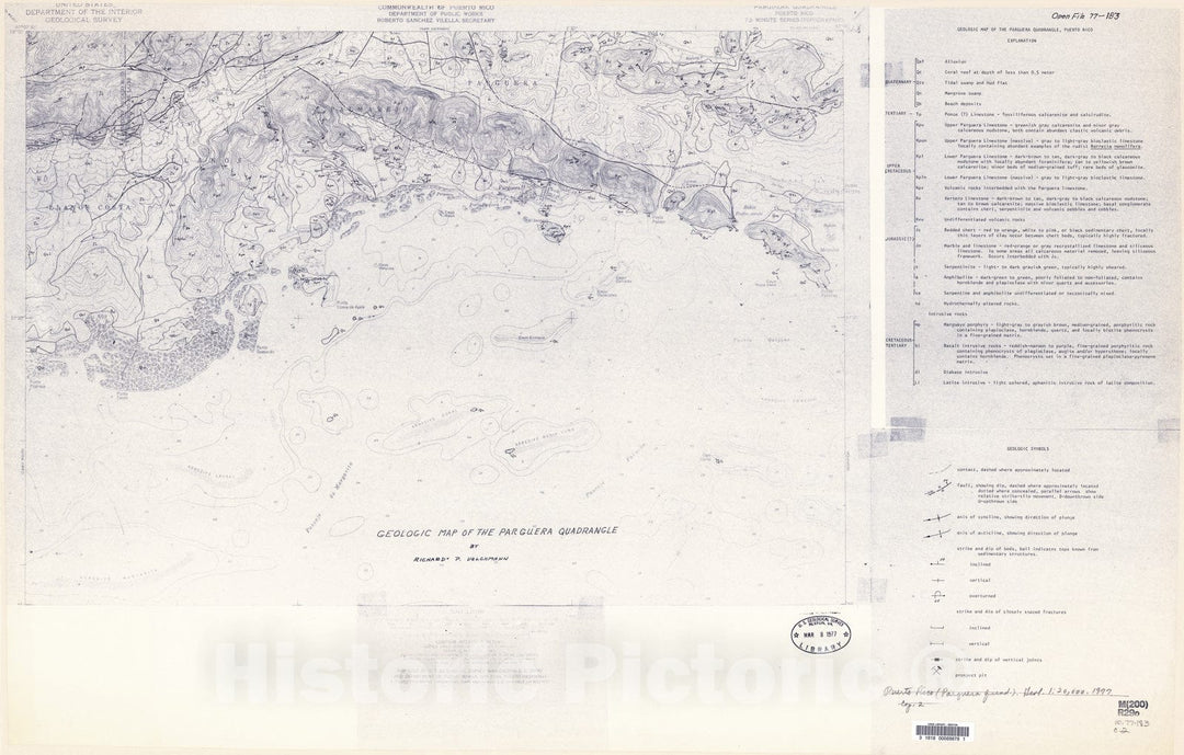 Map : Geologic map of the Parguera quadrangle, Puerto Rico, 1977 Cartography Wall Art :