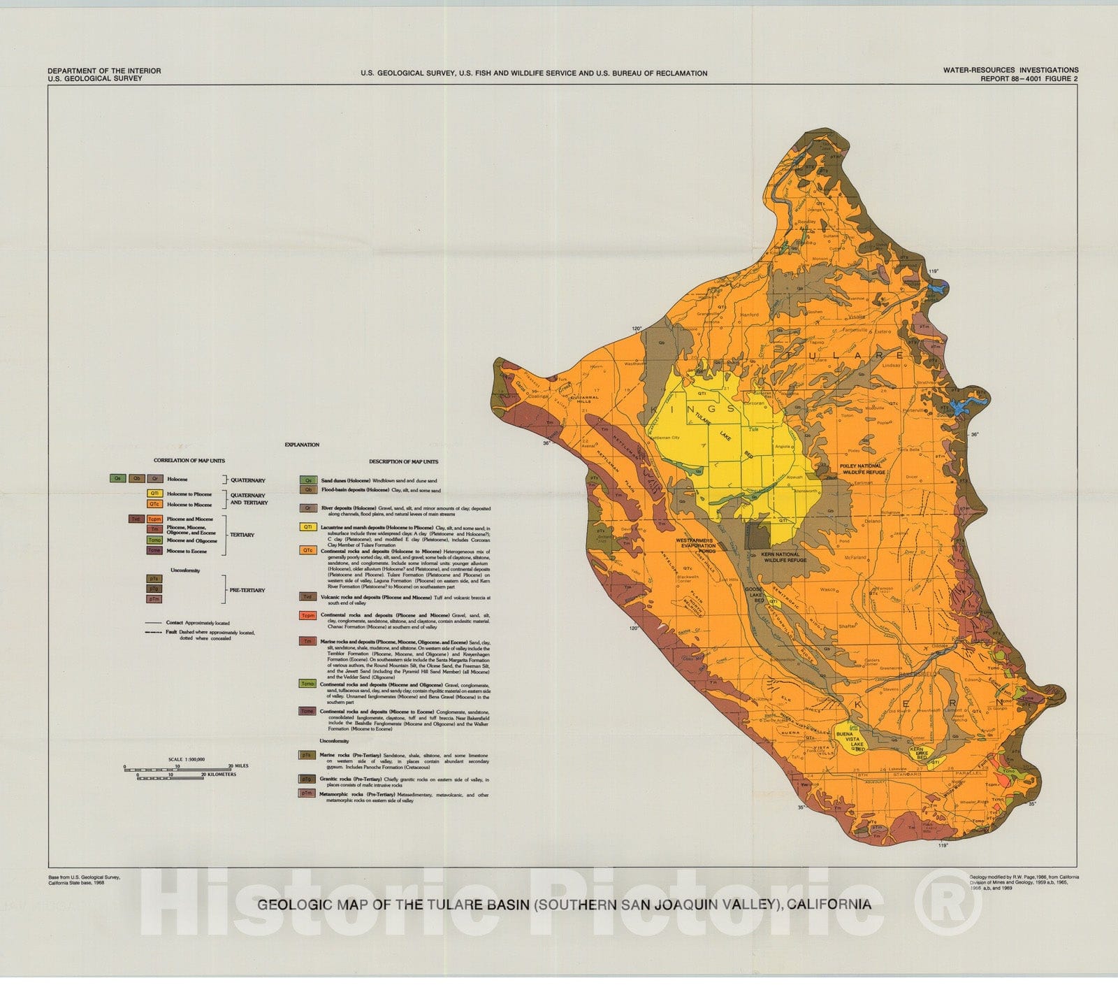 Map : Reconnaissance investigation of water quality, bottom sediment, and biota associated with irrigation drainage in the Tulare Lake b, 1988 Cartography Wall Art :