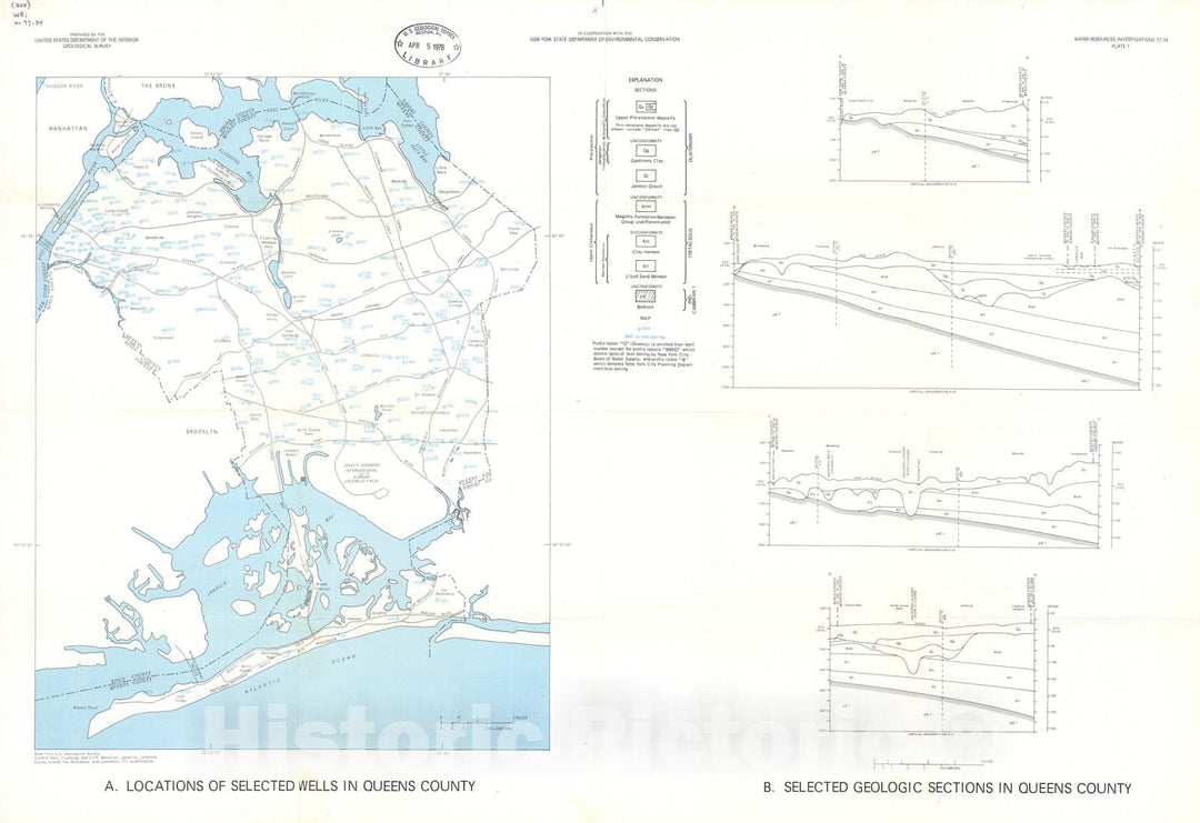 Map : Subsurface geology and paleogeography of Queens County, Long Island, New York, 1978 Cartography Wall Art :