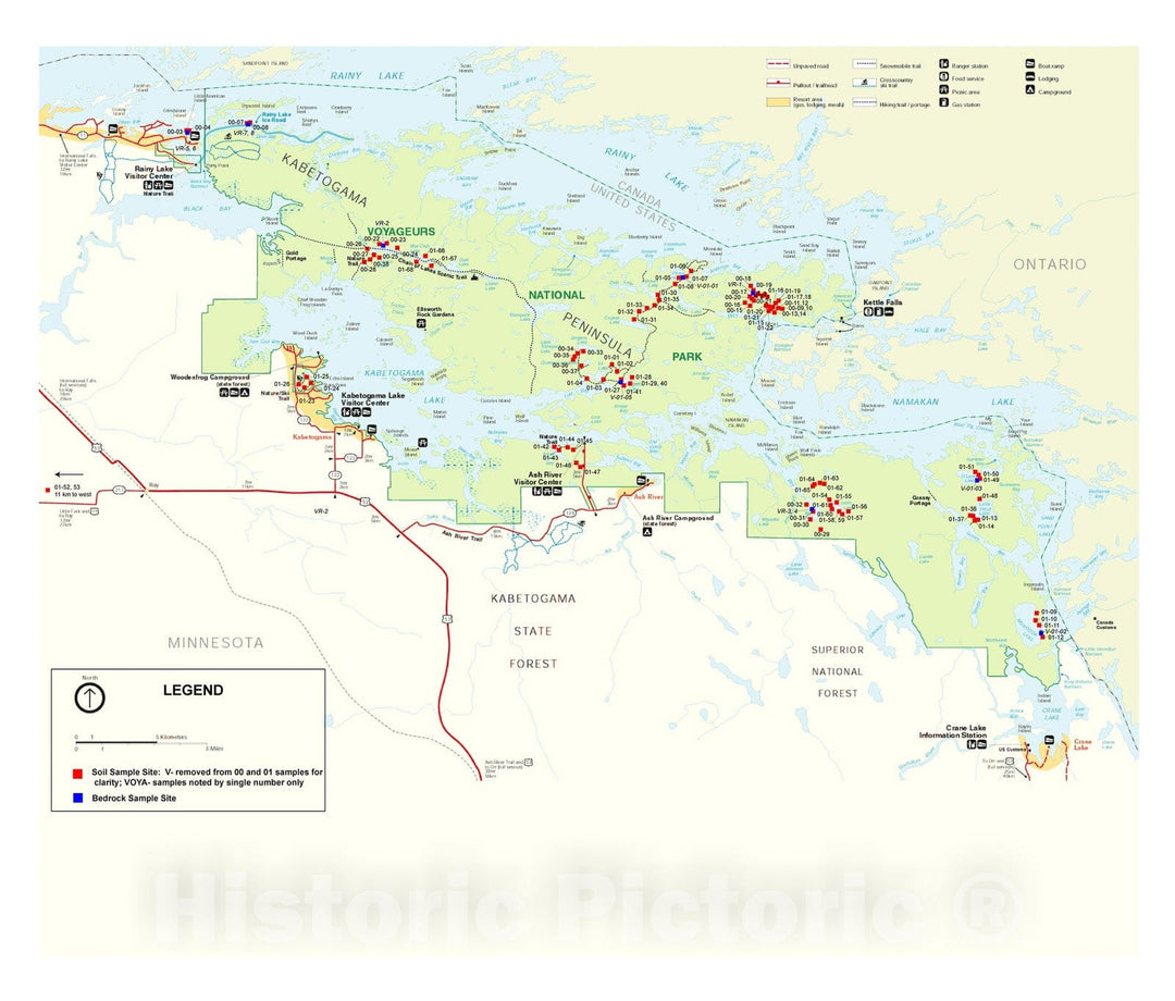 Map : Bedrock and soil geochemistry from Voyageurs National Park, Minnesota, 2002 Cartography Wall Art :