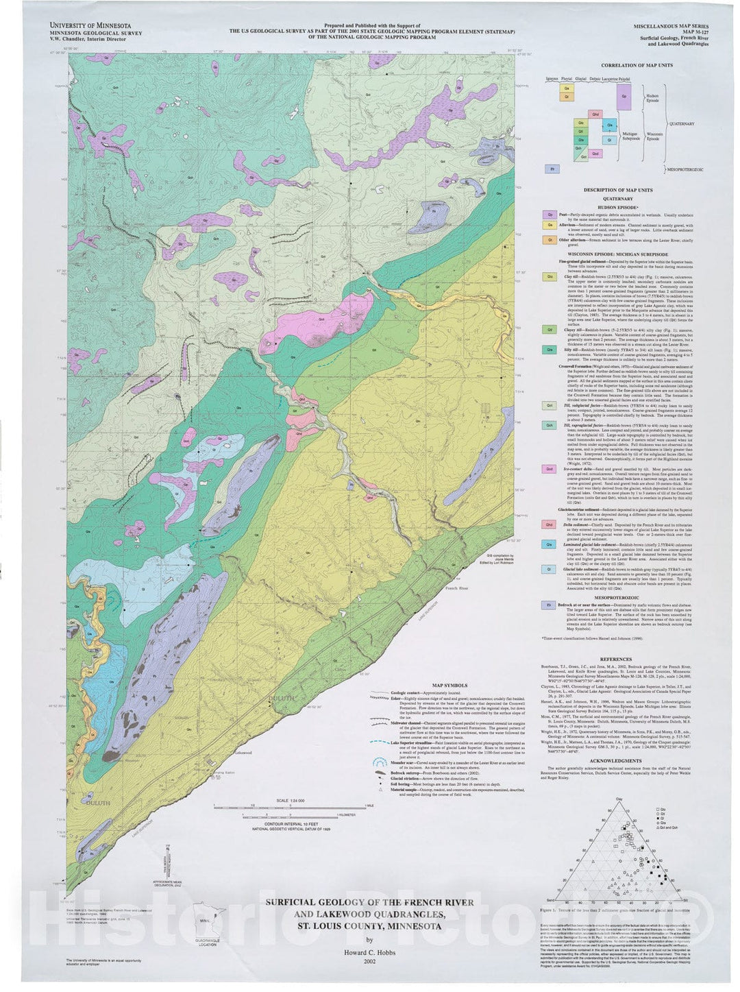 Map : Surficial geology of the French River and Lakewood quadrangles, St. Louis County, Minnesota, 2002 Cartography Wall Art :