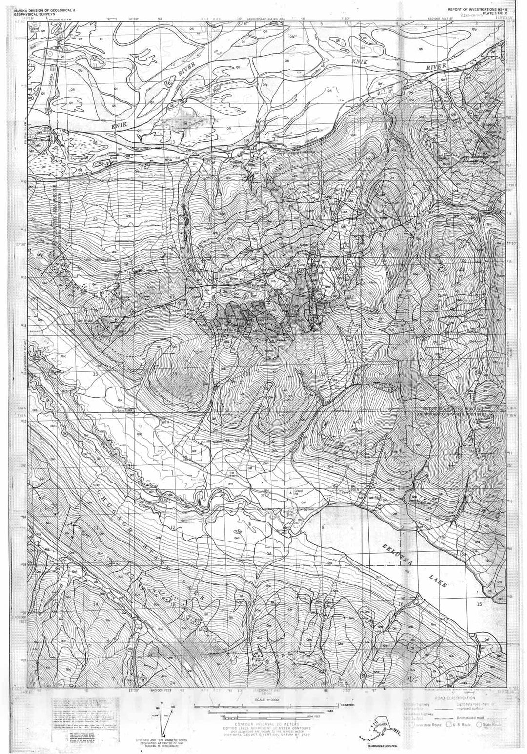 Map : Preliminary geologic map of the Anchorage B-6 NW (Eklutna Lake) Quadrangle, 1983 Cartography Wall Art :