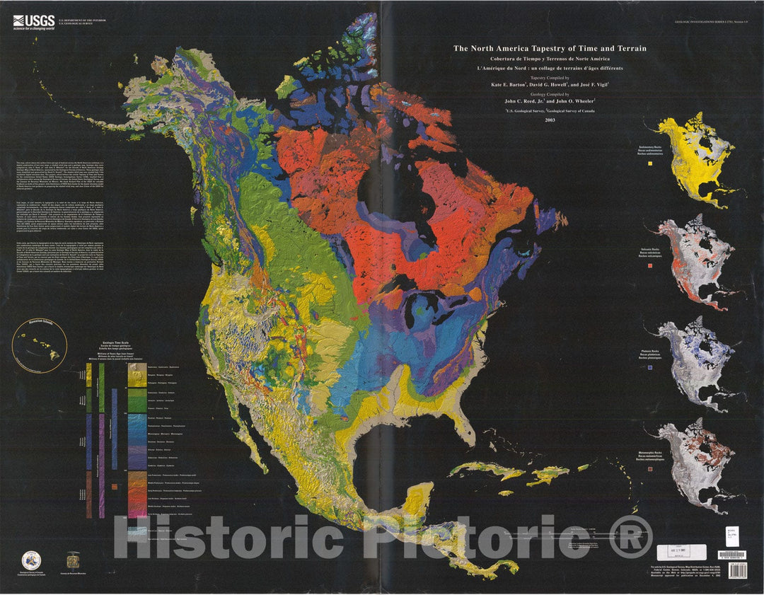 Map : The North America tapestry of time and terrain, 2003 Cartography Wall Art :