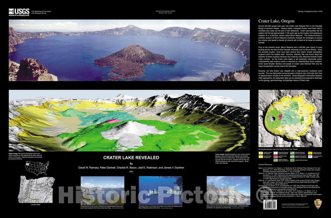 Map : Crater Lake revealed, 2003 Cartography Wall Art :