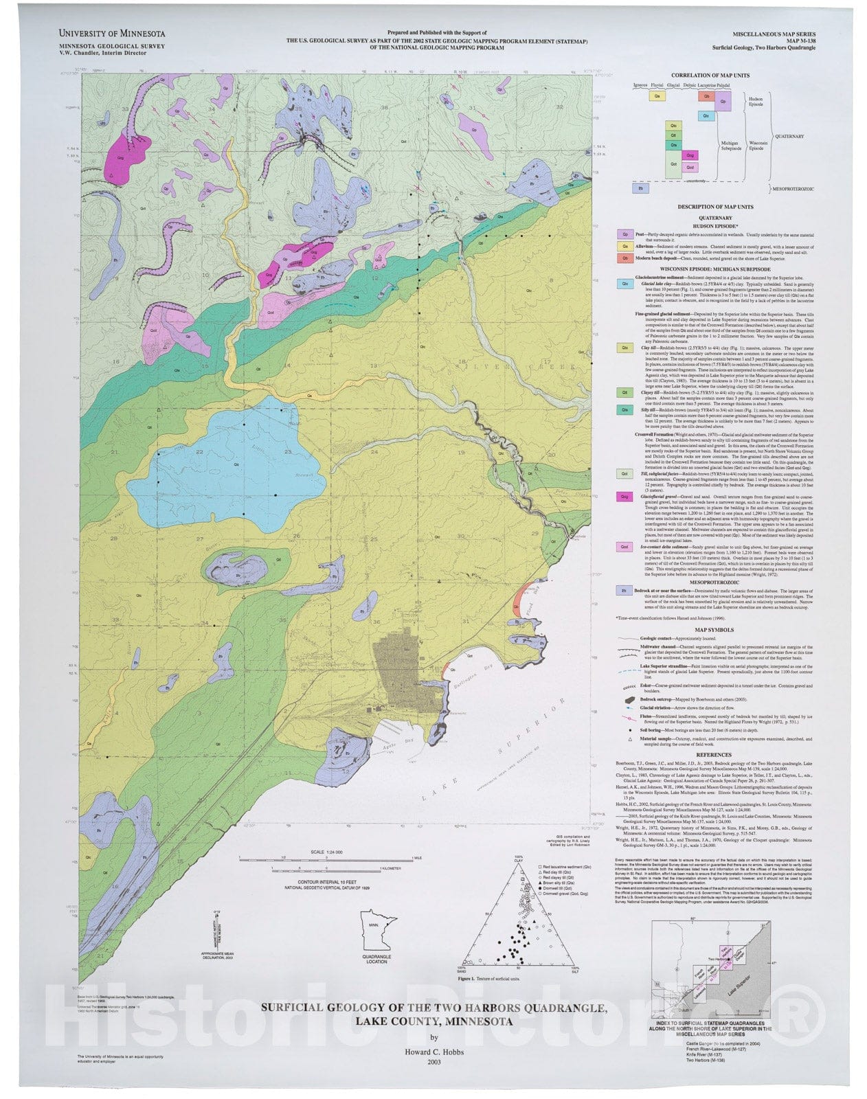 Map : Surficial geology of the Two Harbors quadrangle, Lake County, Minnesota, 2003 Cartography Wall Art :