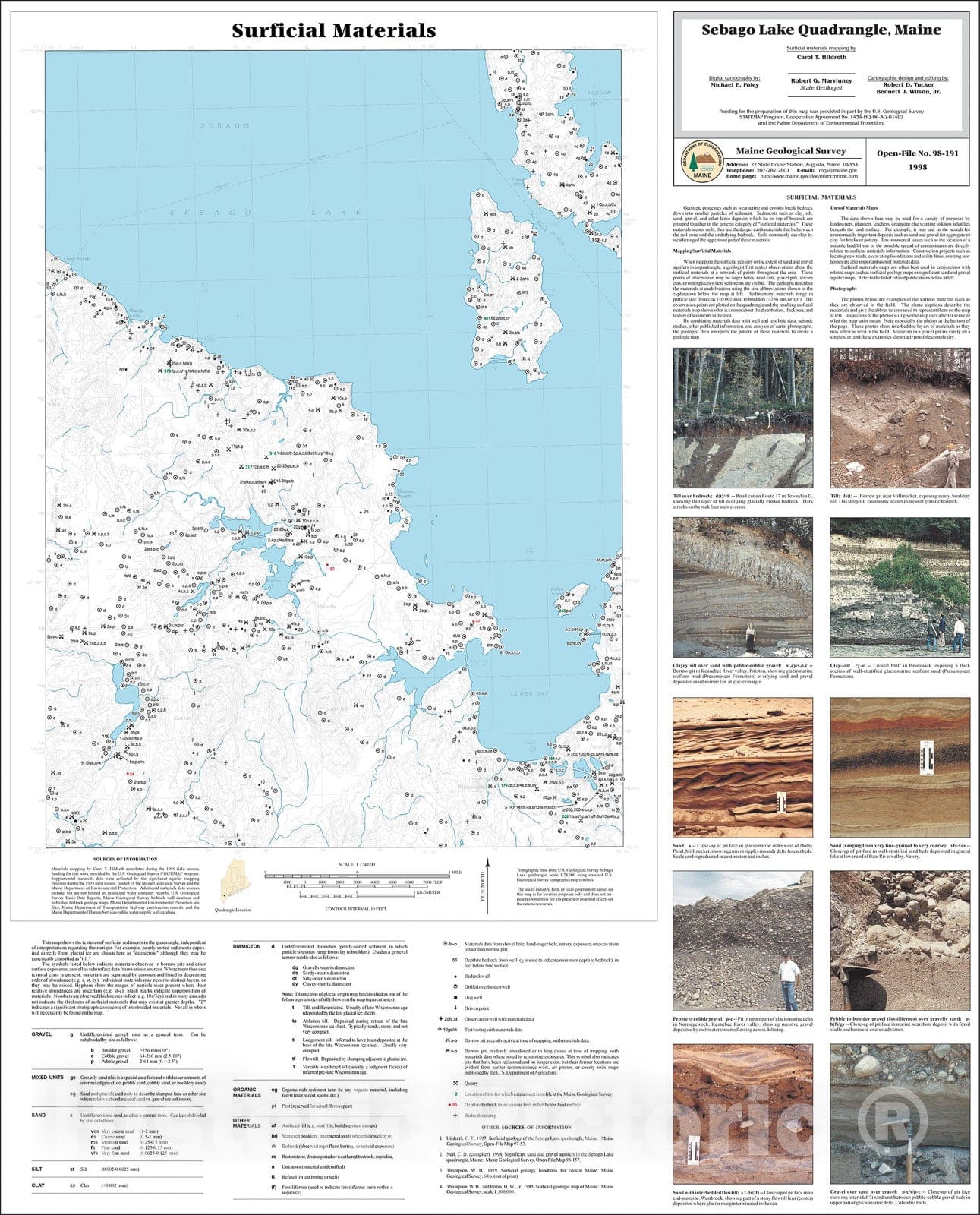 Map : Surficial Materials in the Sebago Lake Quadrangle, Maine, 1998 Cartography Wall Art :