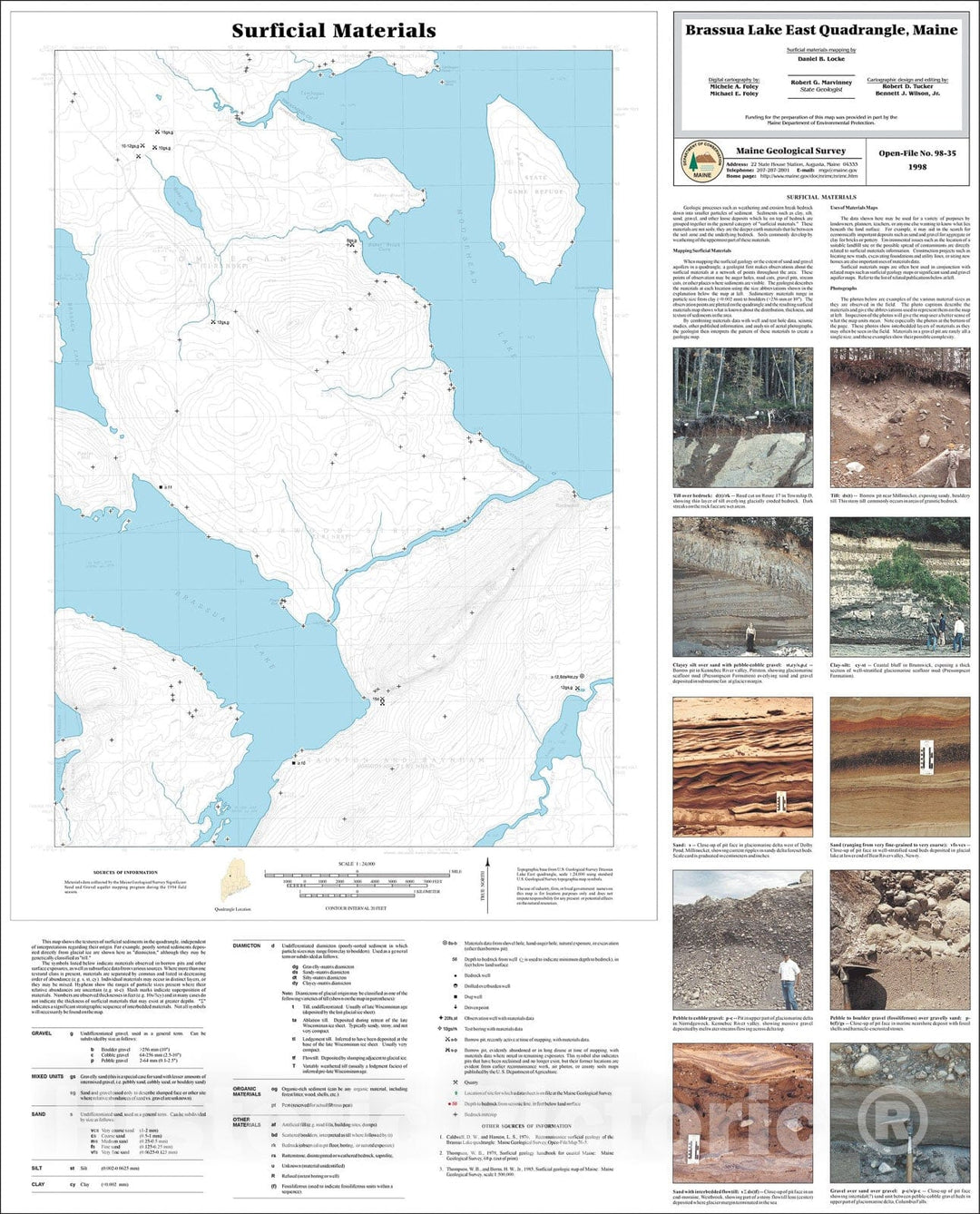 Map : Surficial Materials in the Brassua Lake East Quadrangle, Maine, 1998 Cartography Wall Art :