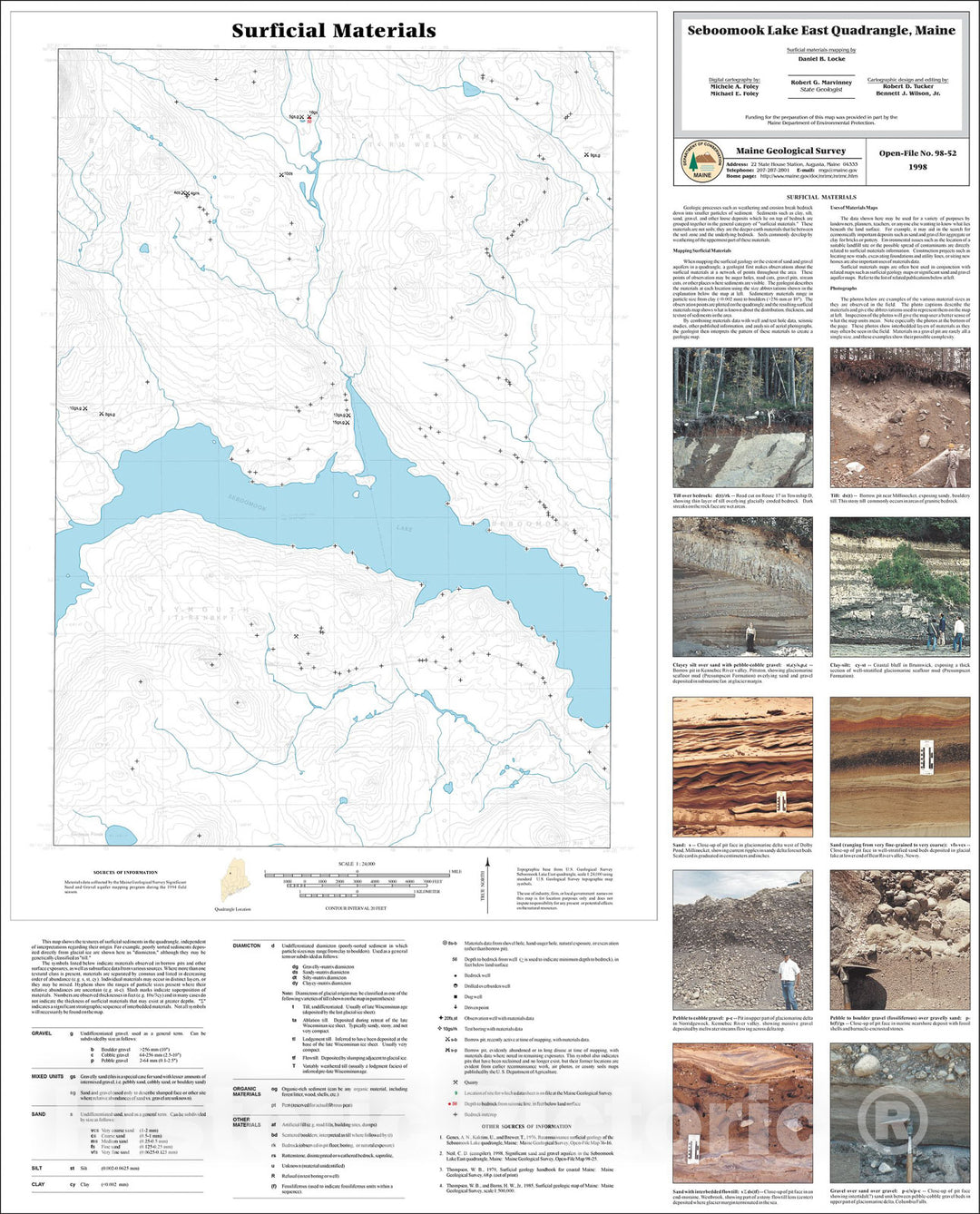 Map : Surficial Materials in the Seboomook Lake East Quadrangle, Maine, 1998 Cartography Wall Art :