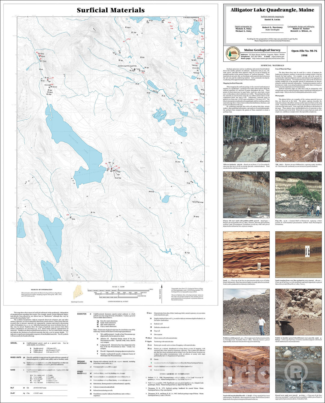 Map : Surficial Materials in the Alligator Lake Quadrangle, Maine, 1998 Cartography Wall Art :