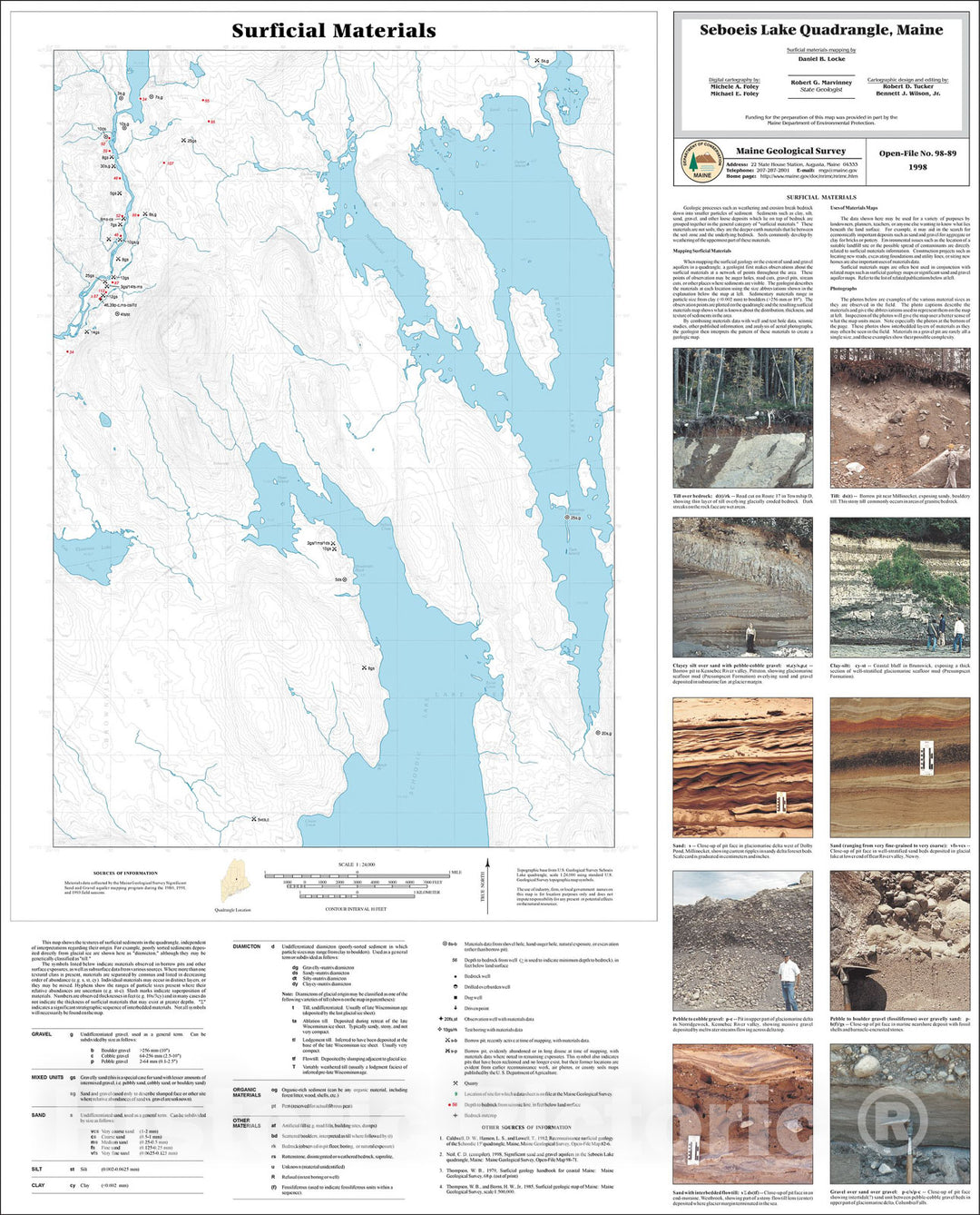 Map : Surficial Materials in the Seboeis Lake Quadrangle, Maine, 1998 Cartography Wall Art :