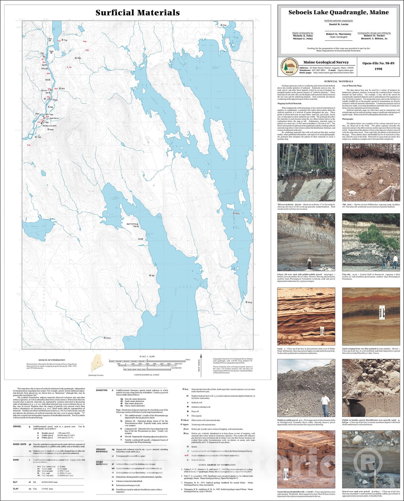 Map : Surficial Materials in the Seboeis Lake Quadrangle, Maine, 1998 Cartography Wall Art :