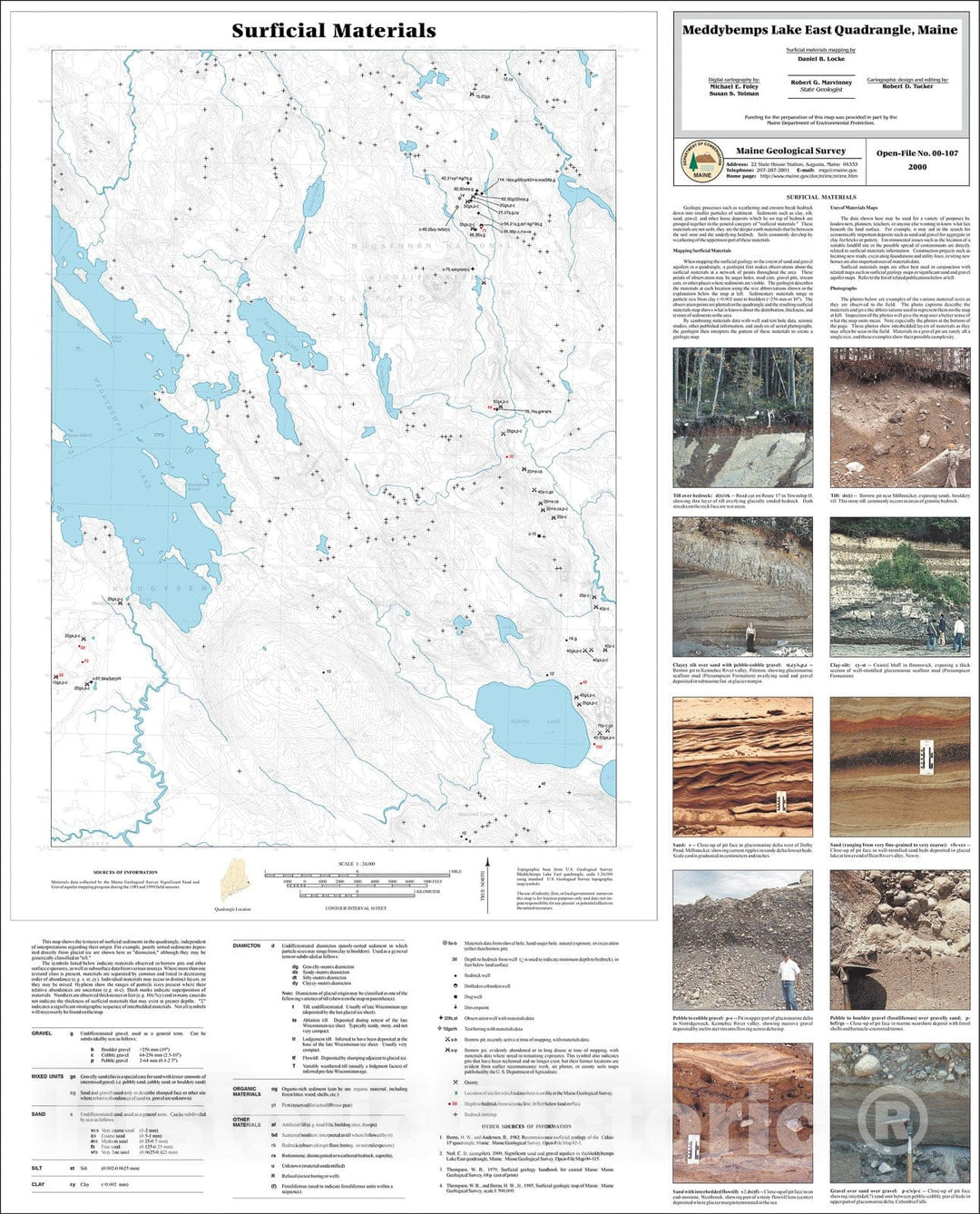 Map : Surficial Materials in the Meddybemps Lake East Quadrangle, Maine, 2000 Cartography Wall Art :