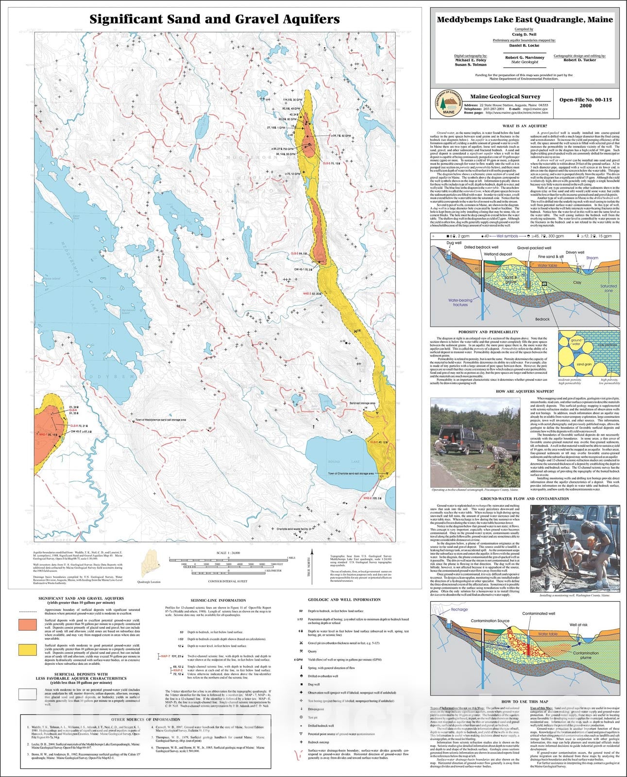 Map : Significant Sand and Gravel Aquifers in the Meddybemps Lake East Quadrangle, Maine, 2000 Cartography Wall Art :