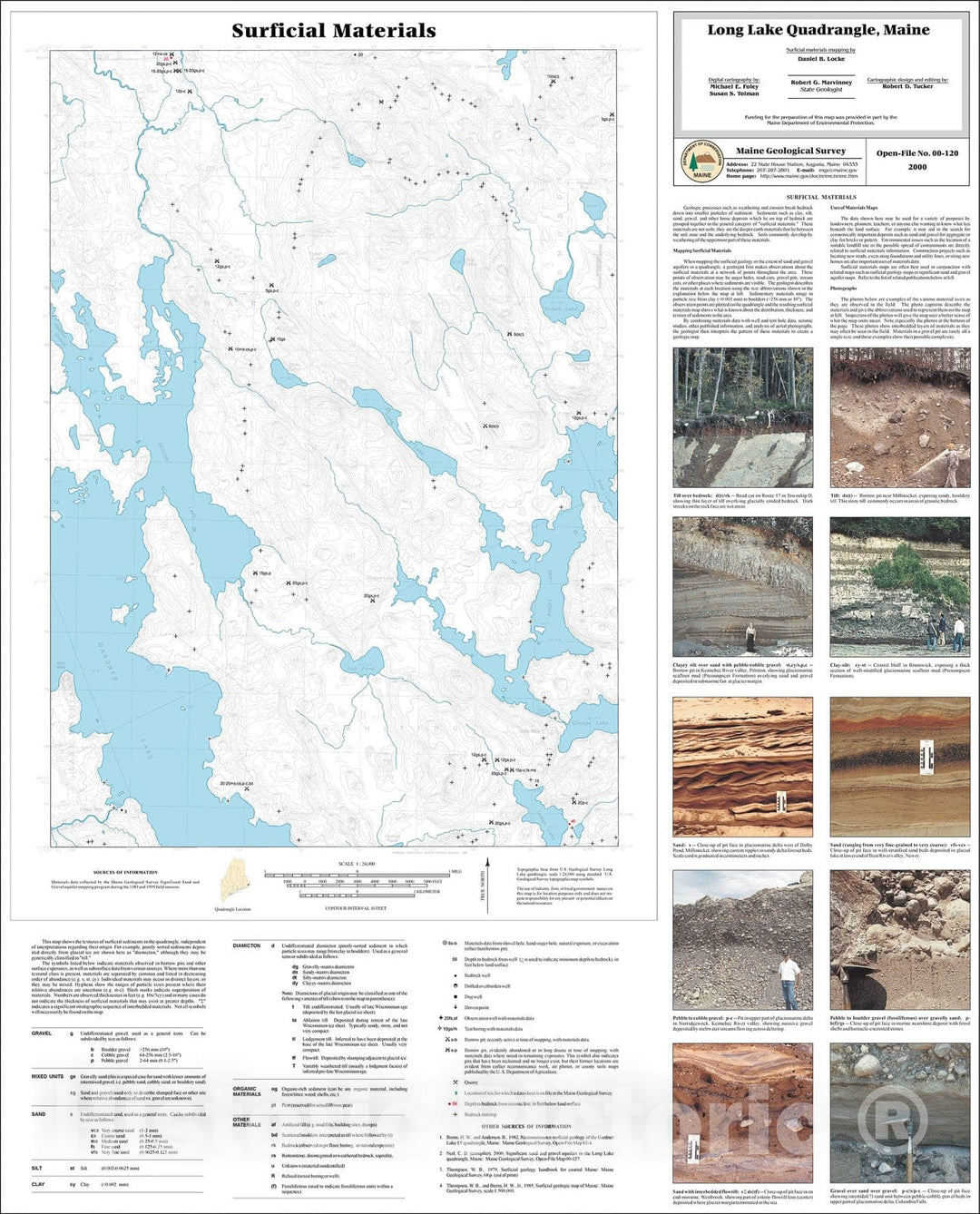 Map : Surficial Materials in the Long Lake Quadrangle, Maine, 2000 Cartography Wall Art :