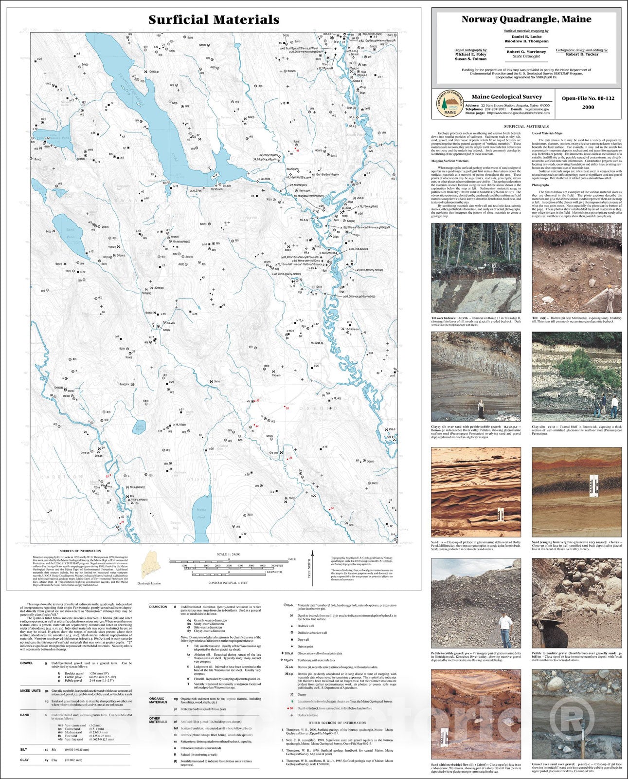 Map : Surficial Materials in the Norway Quadrangle, Maine, 2000 Cartography Wall Art :