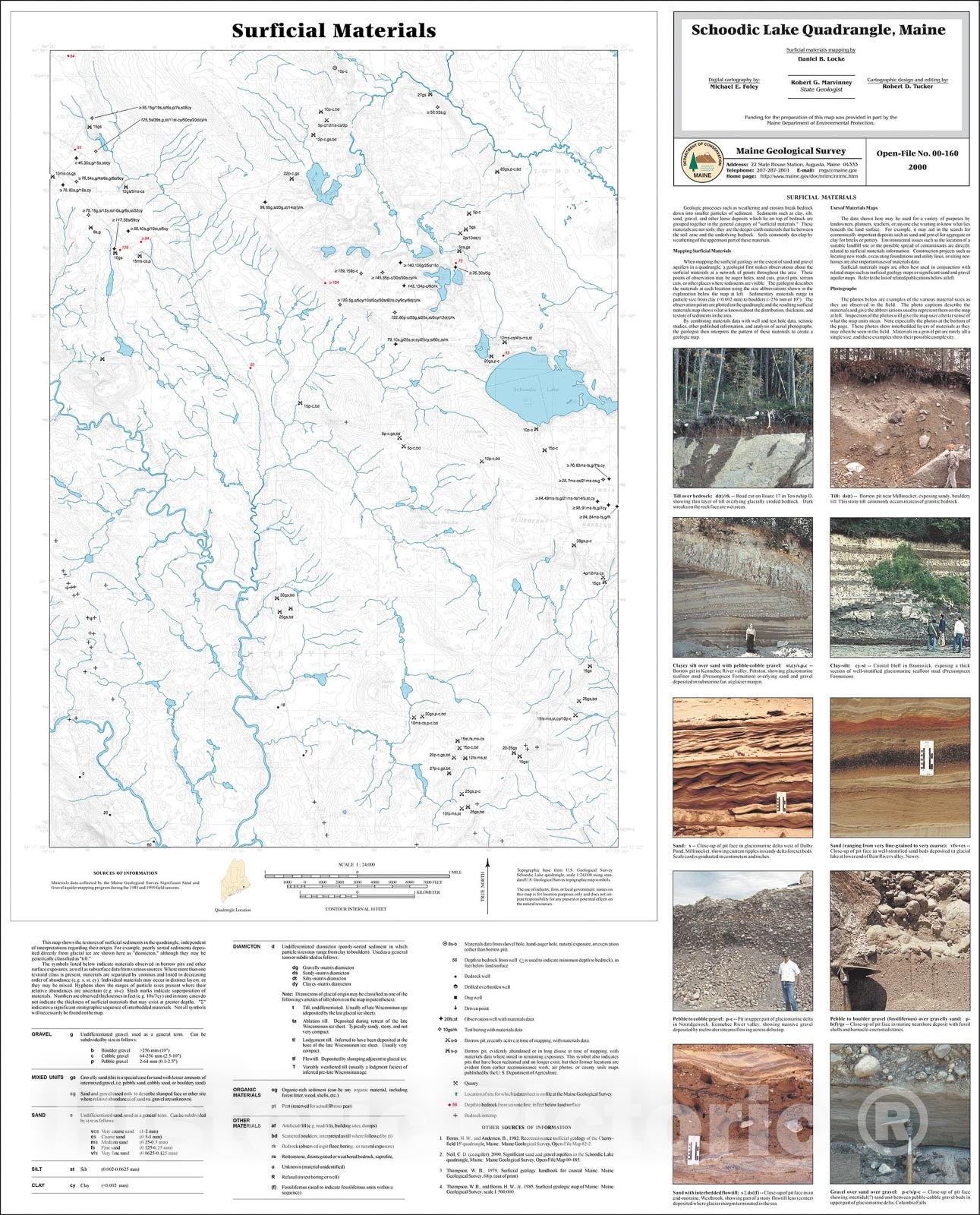 Map : Surficial Materials in the Schoodic Lake Quadrangle, Maine, 2000 Cartography Wall Art :