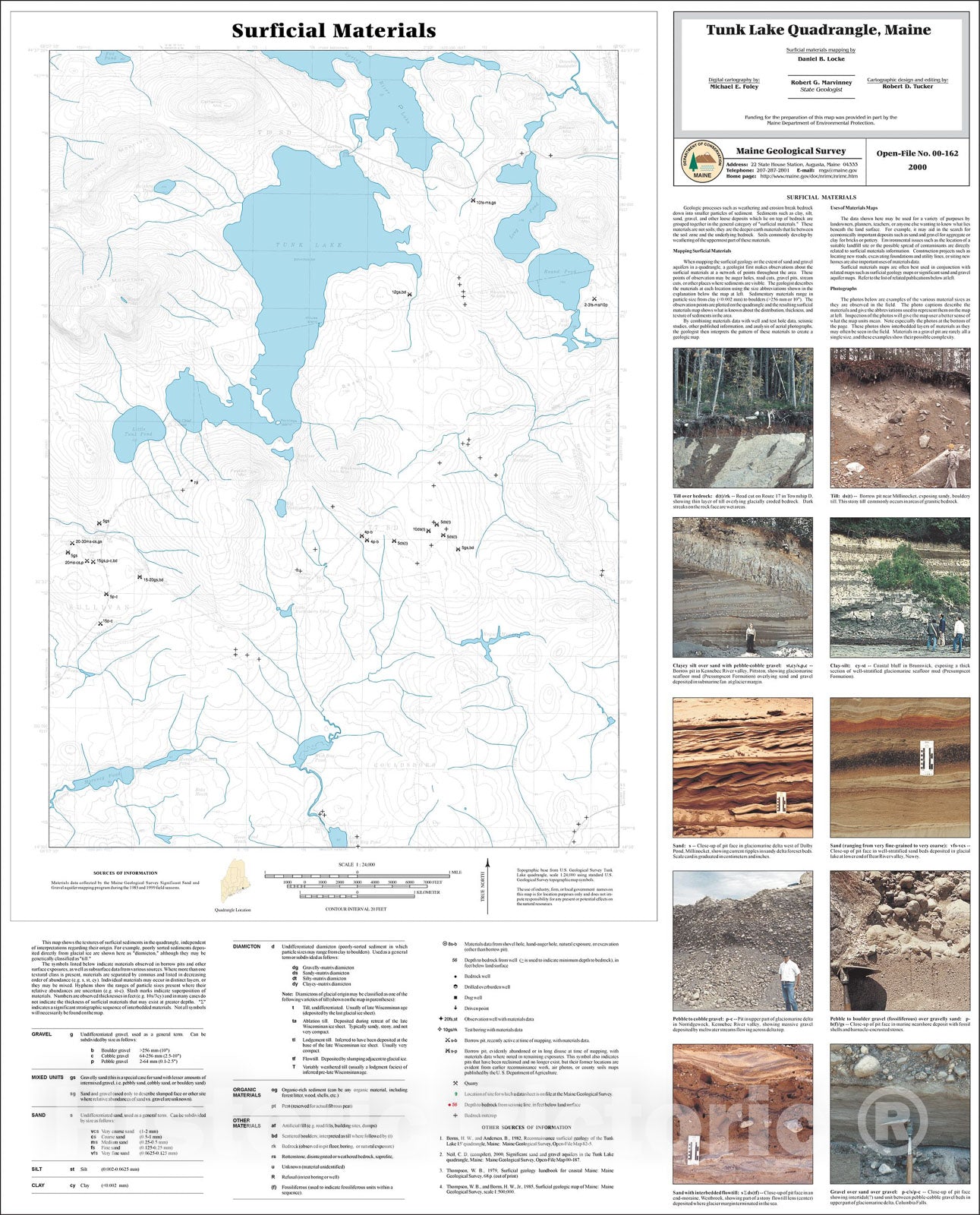 Map : Surficial Materials in the Tunk Lake Quadrangle, Maine, 2000 Cartography Wall Art :