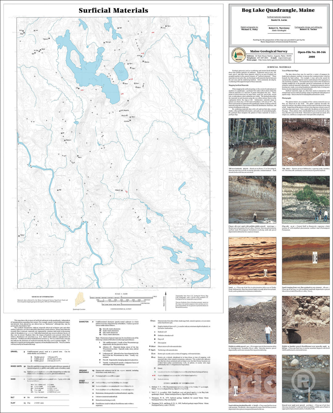 Map : Surficial Materials in the Bog Lake Quadrangle, Maine, 2000 Cartography Wall Art :