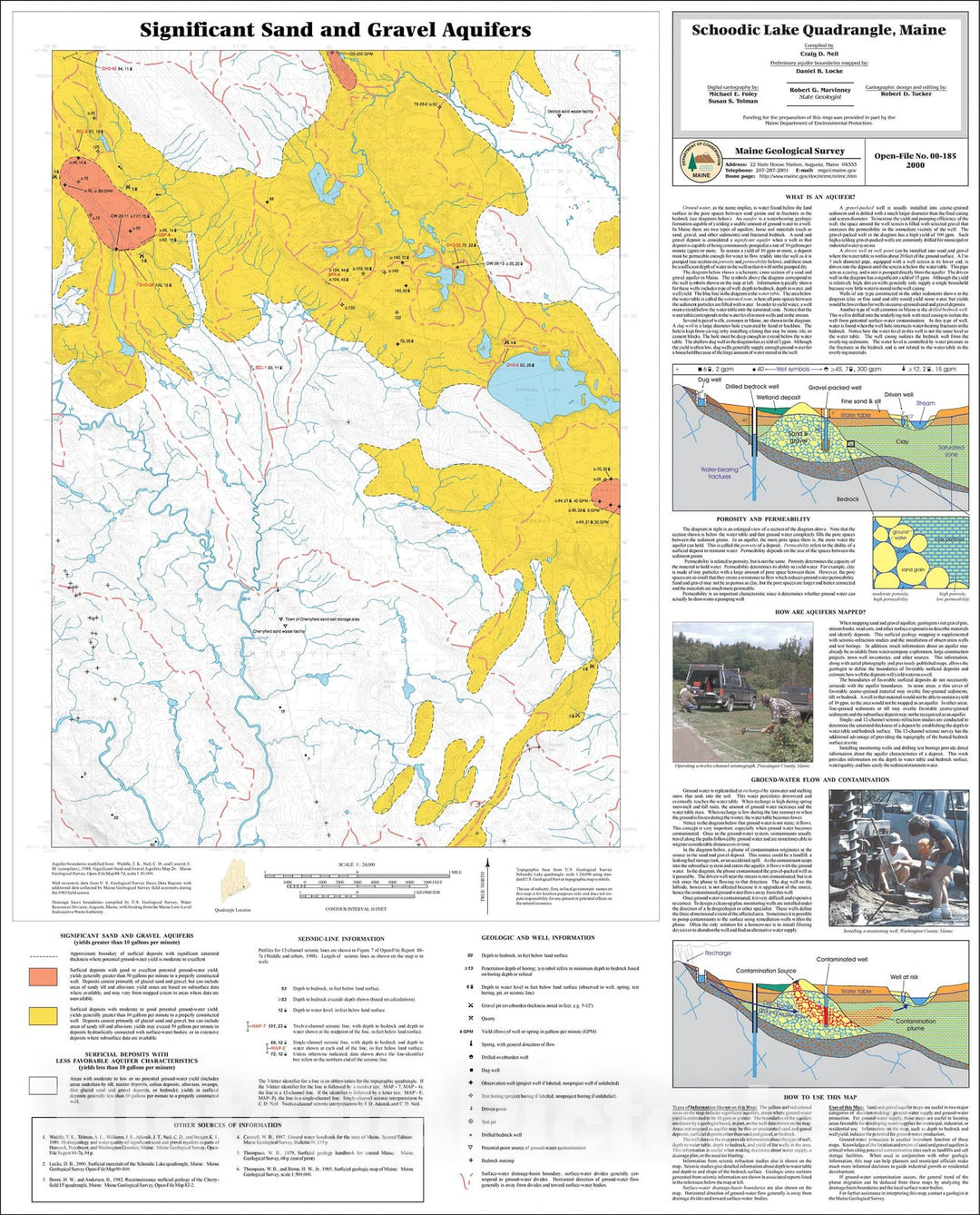 Map : Significant Sand and Gravel Aquifers in the Schoodic Lake Quadrangle, Maine, 2000 Cartography Wall Art :