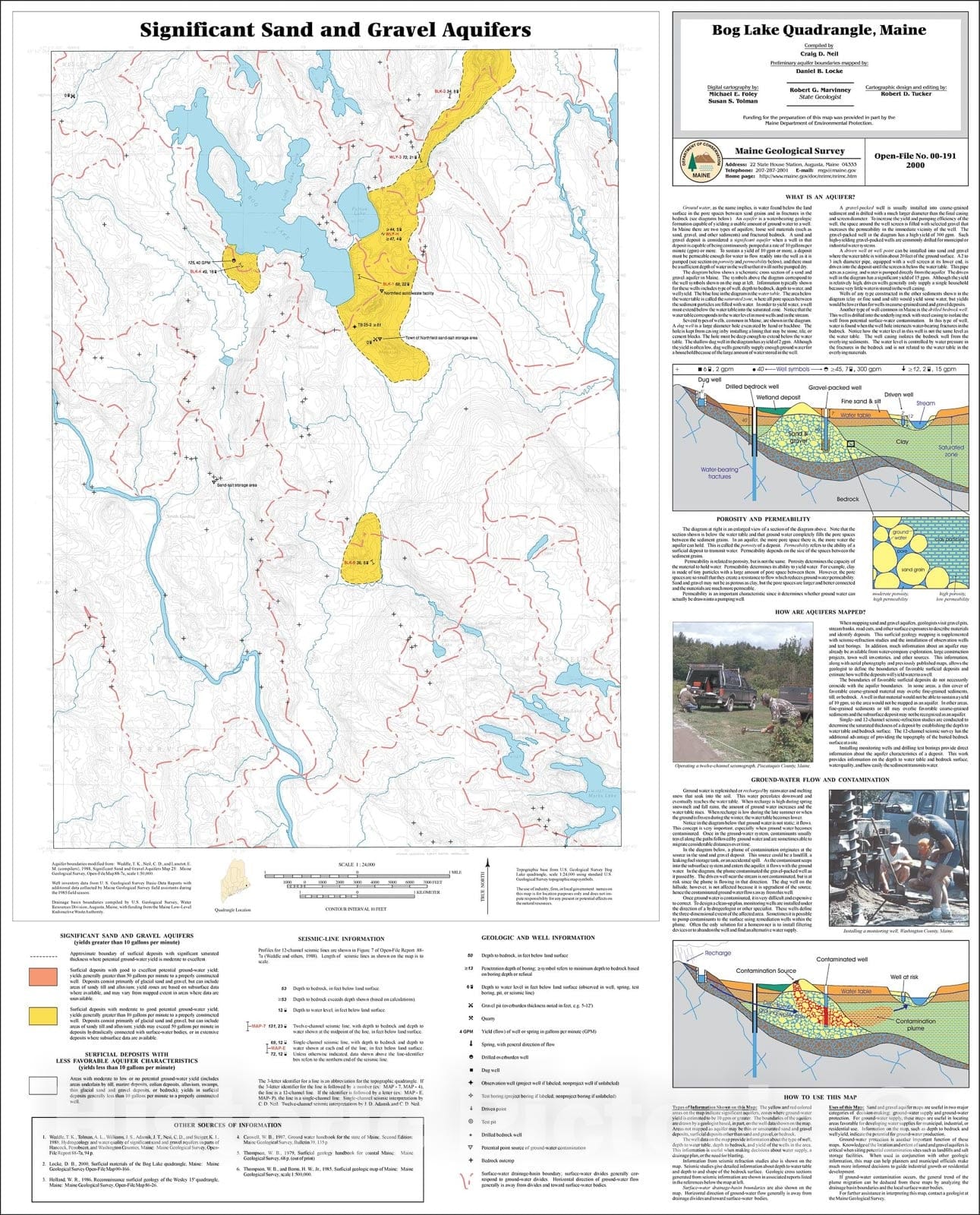 Map : Significant Sand and Gravel Aquifers in the Bog Lake Quadrangle, Maine, 2000 Cartography Wall Art :