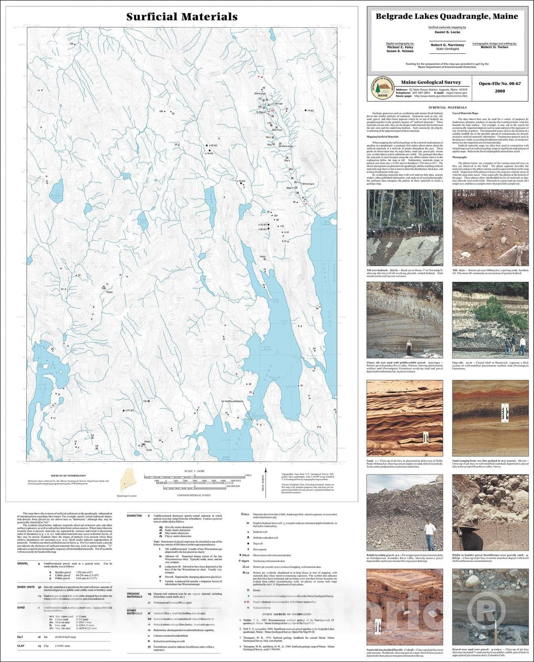 Map : Surficial Materials in the Belgrade Lakes Quadrangle, Maine, 2000 Cartography Wall Art :