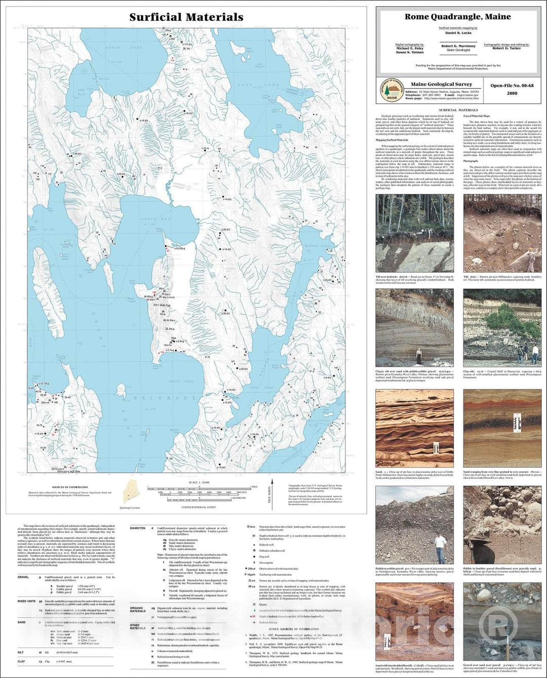 Map : Surficial Materials in the Rome Quadrangle, Maine, 2000 Cartography Wall Art :