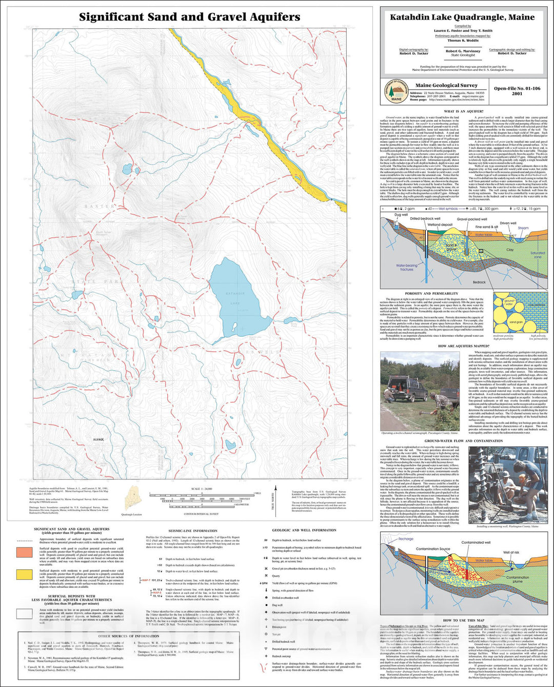 Map : Significant Sand and Gravel Aquifers in the Katahdin Lake Quadrangle, Maine, 2001 Cartography Wall Art :